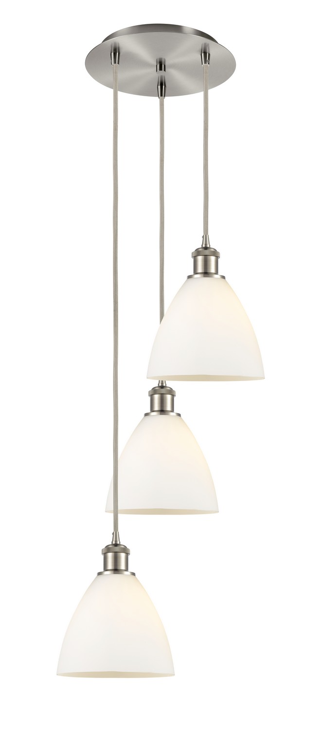 Three Light Pendant by Innovations - Ballston Collection, Brushed Satin Nickel Finish - 113B-3P-SN-GBD-751