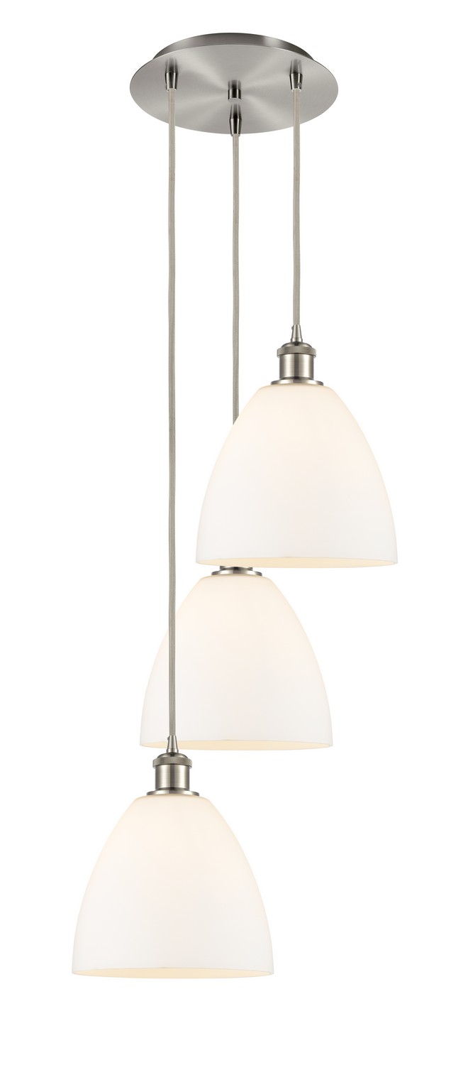 Three Light Pendant by Innovations - Ballston Collection, Brushed Satin Nickel Finish - 113B-3P-SN-GBD-91