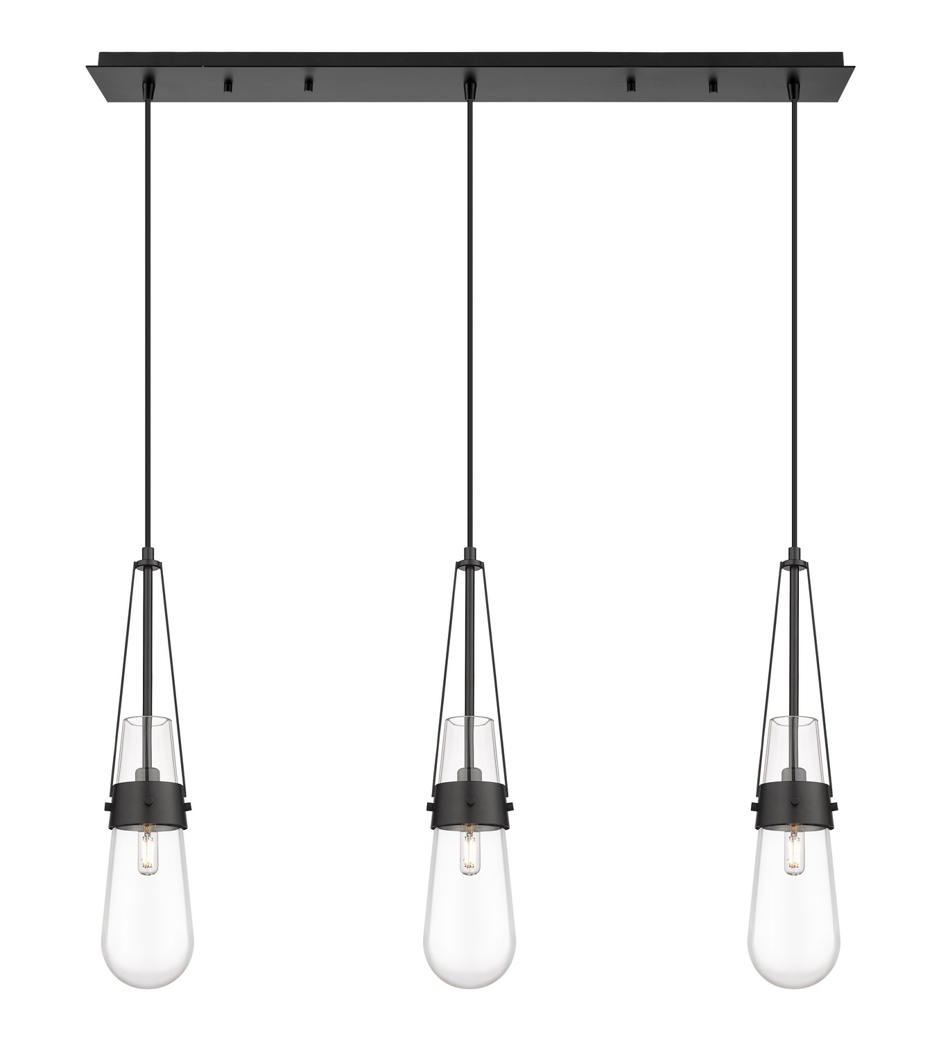 Three Light Linear Pendant by Innovations - Downtown Urban Collection, Matte Black Finish - 123-452-1P-BK-G452-4CL
