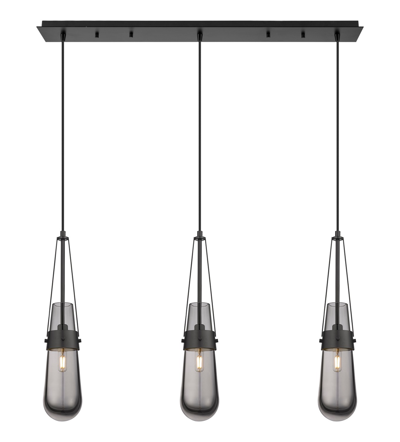 Three Light Linear Pendant by Innovations - Downtown Urban Collection, Matte Black Finish - 123-452-1P-BK-G452-4SM