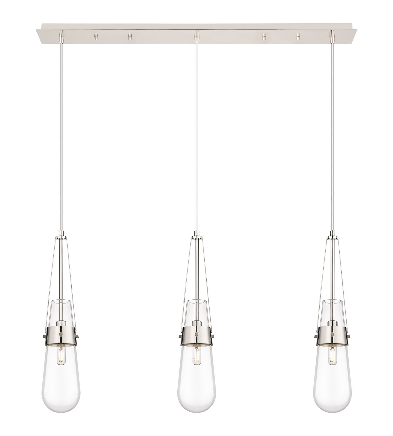 Three Light Linear Pendant by Innovations - Downtown Urban Collection, Polished Nickel Finish - 123-452-1P-PN-G452-4CL