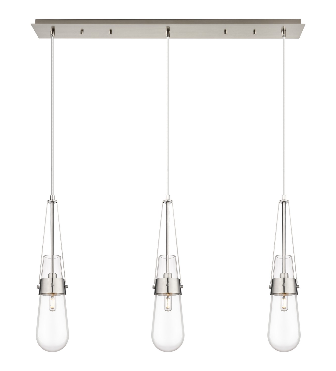 Three Light Linear Pendant by Innovations - Downtown Urban Collection, Brushed Satin Nickel Finish - 123-452-1P-SN-G452-4CL