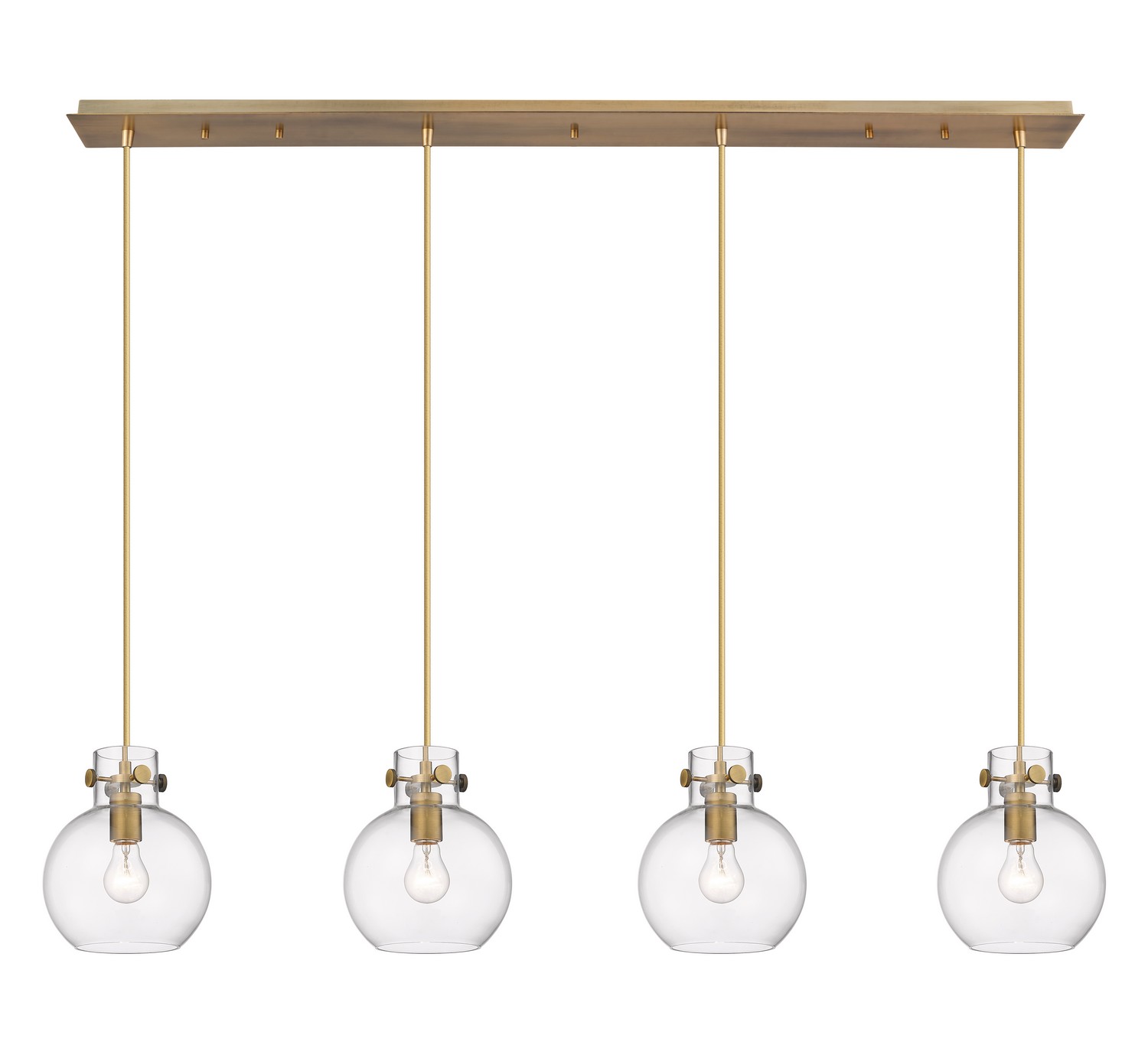 Four Light Linear Pendant by Innovations - Downtown Urban Collection, Brushed Brass Finish - 124-410-1PS-BB-G410-8CL