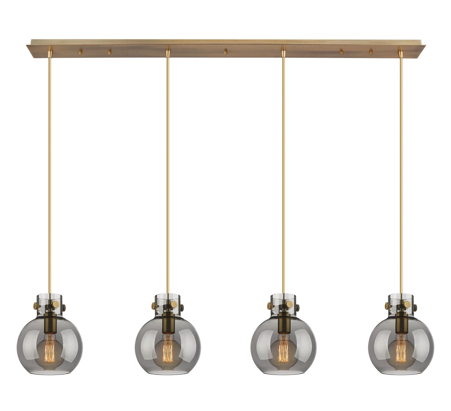 Four Light Linear Pendant by Innovations - Newton Collection, Brushed Brass Finish - 124-410-1PS-BB-G410-8SM