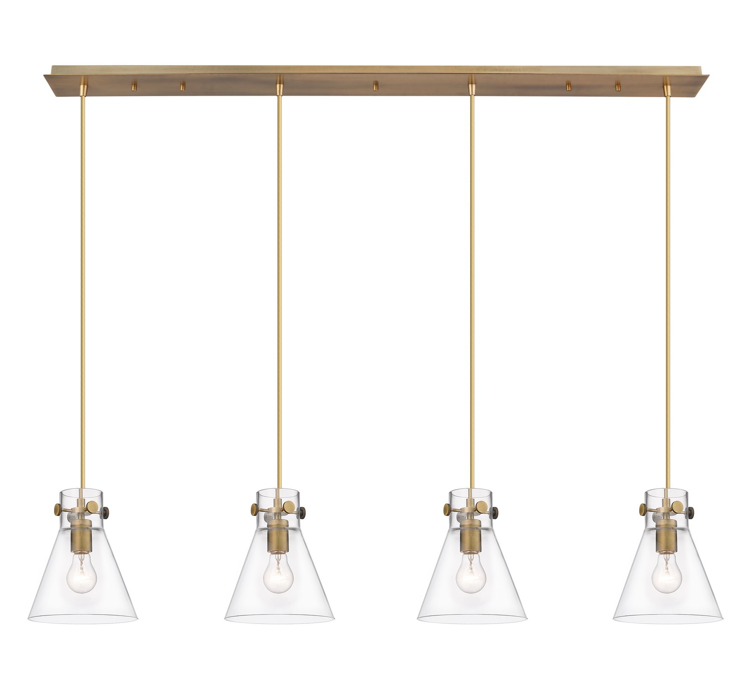Four Light Linear Pendant by Innovations - Downtown Urban Collection, Brushed Brass Finish - 124-410-1PS-BB-G411-8CL