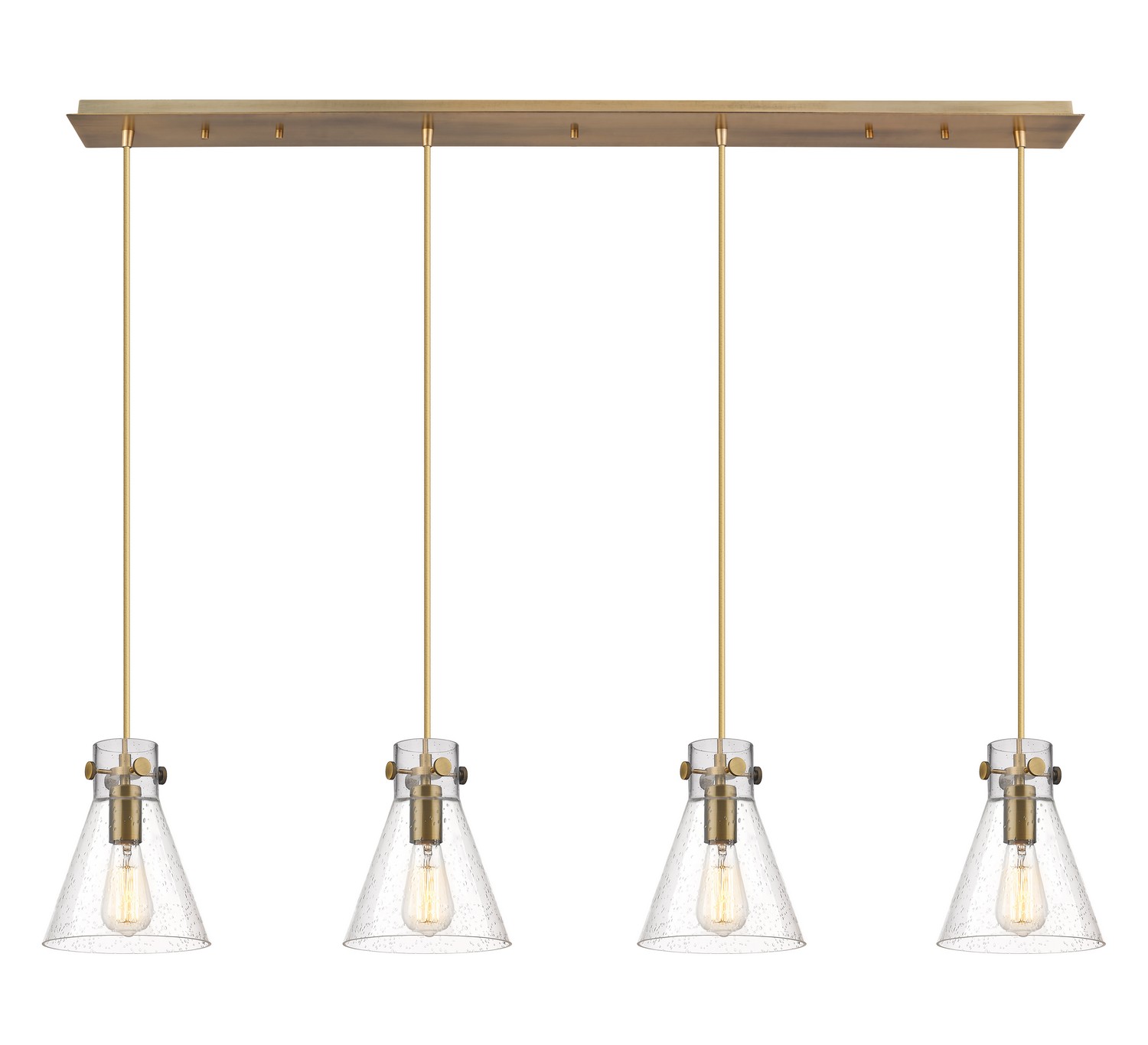 Four Light Linear Pendant by Innovations - Downtown Urban Collection, Brushed Brass Finish - 124-410-1PS-BB-G411-8SDY