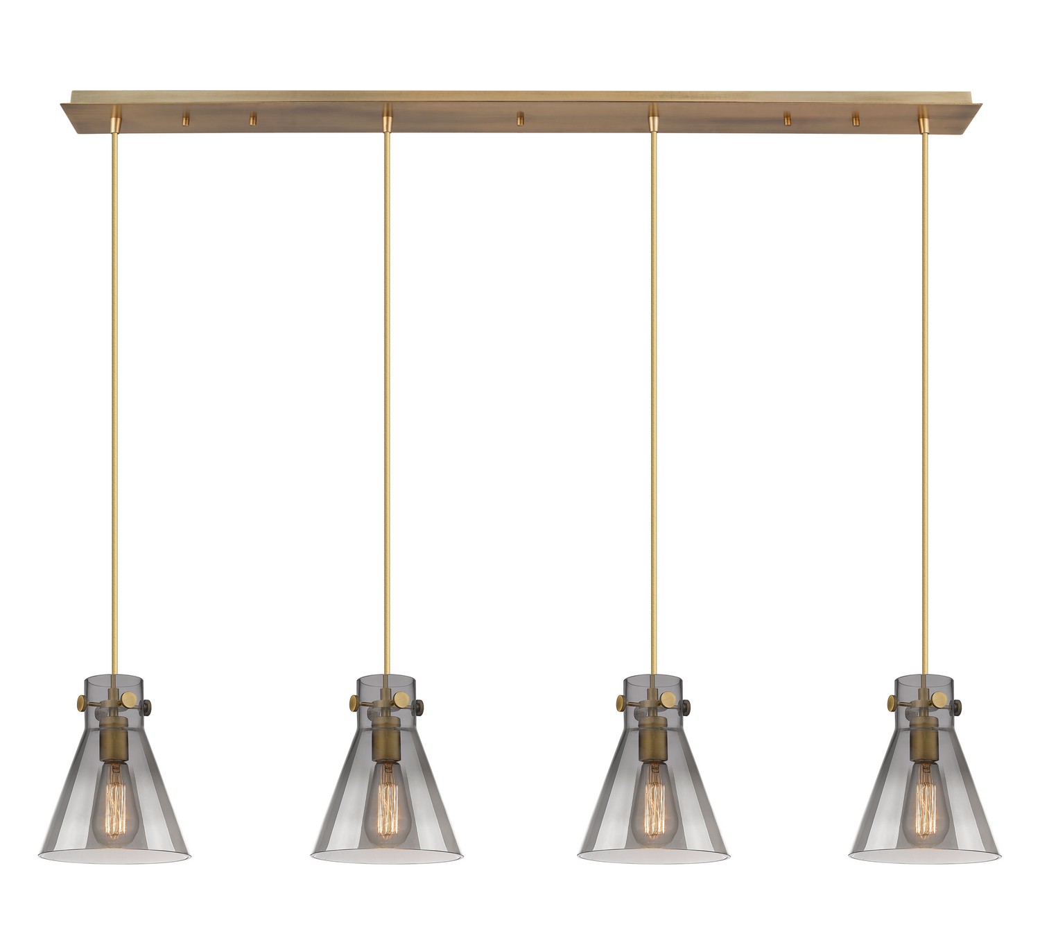 Four Light Linear Pendant by Innovations - Downtown Urban Collection, Brushed Brass Finish - 124-410-1PS-BB-G411-8SM