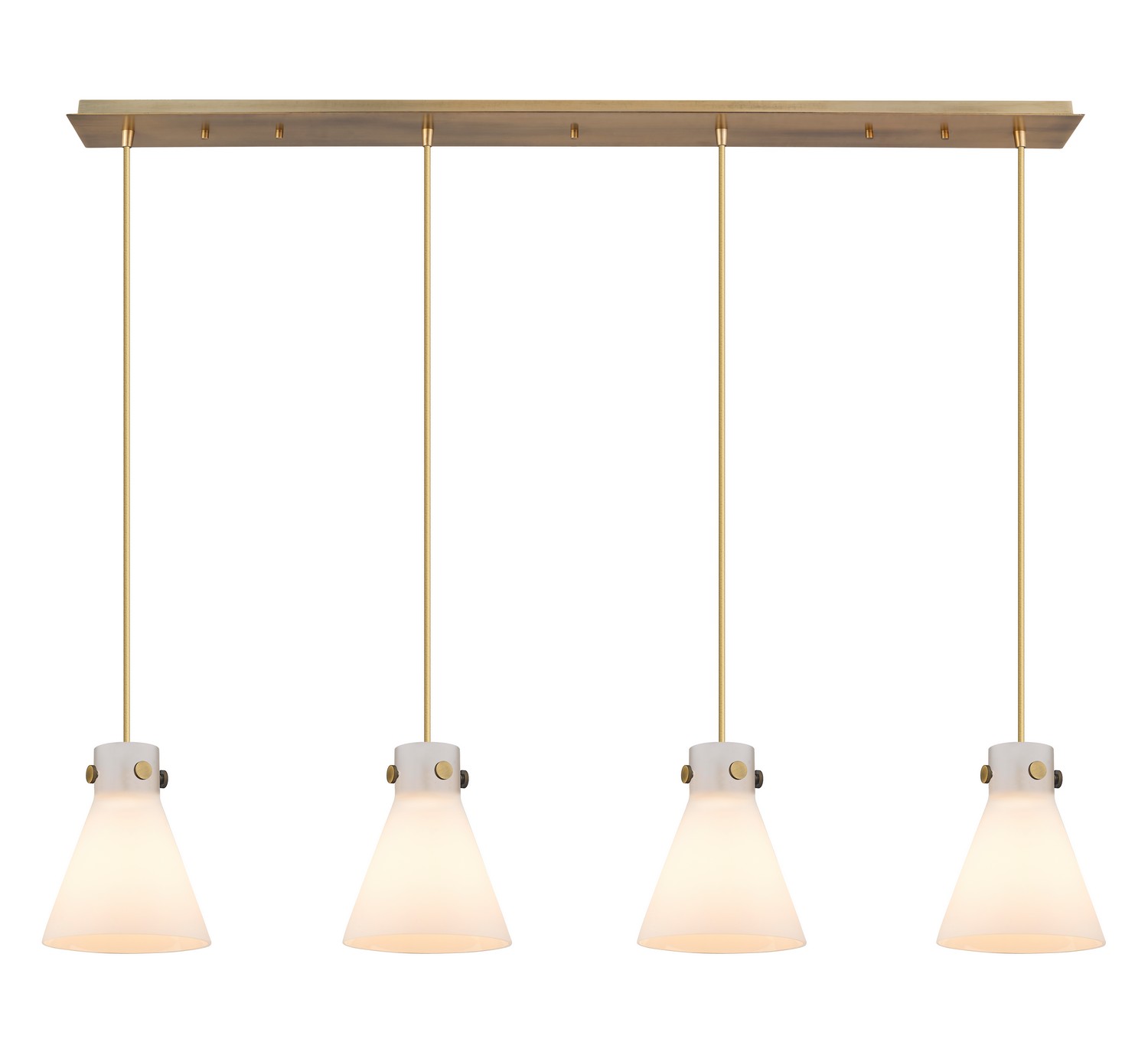 Four Light Linear Pendant by Innovations - Downtown Urban Collection, Brushed Brass Finish - 124-410-1PS-BB-G411-8WH