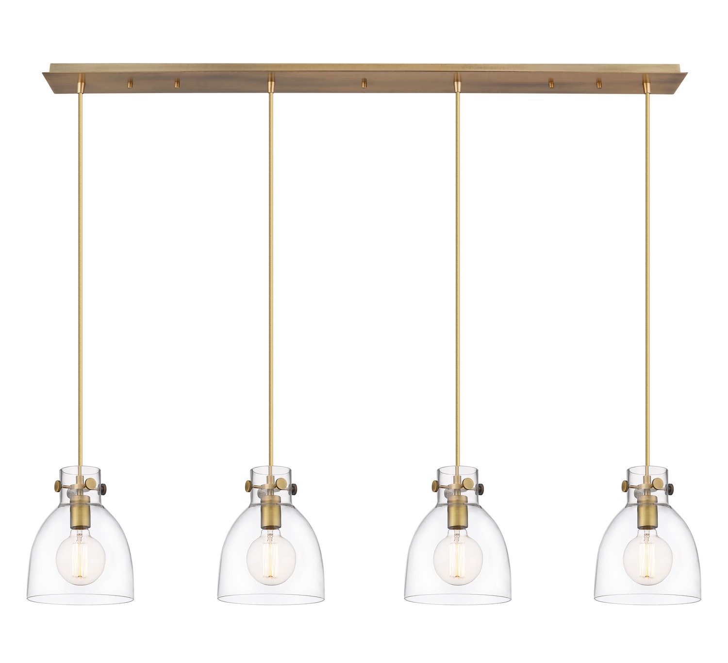 Four Light Linear Pendant by Innovations - Downtown Urban Collection, Brushed Brass Finish - 124-410-1PS-BB-G412-8CL