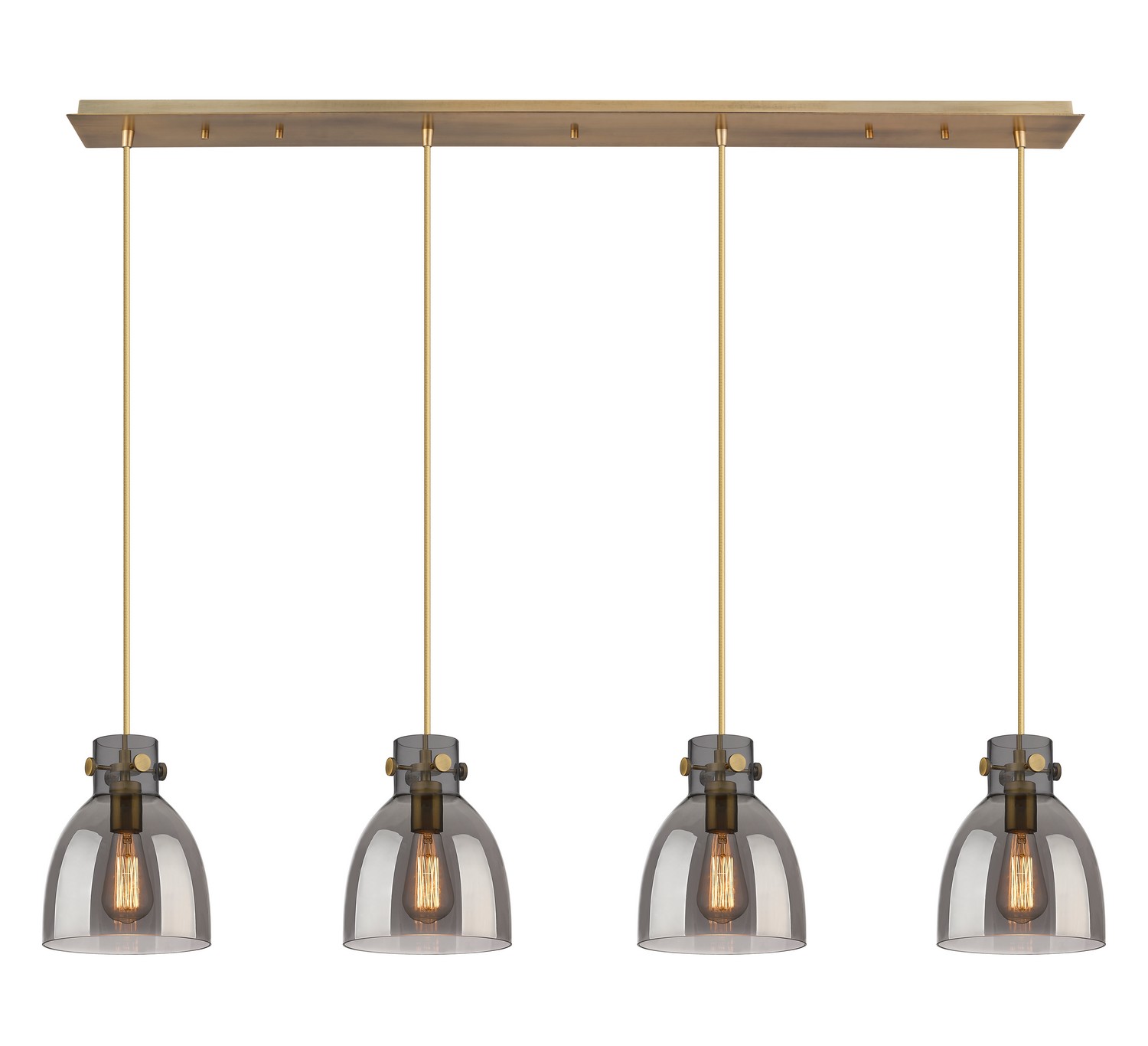 Four Light Linear Pendant by Innovations - Downtown Urban Collection, Brushed Brass Finish - 124-410-1PS-BB-G412-8SM