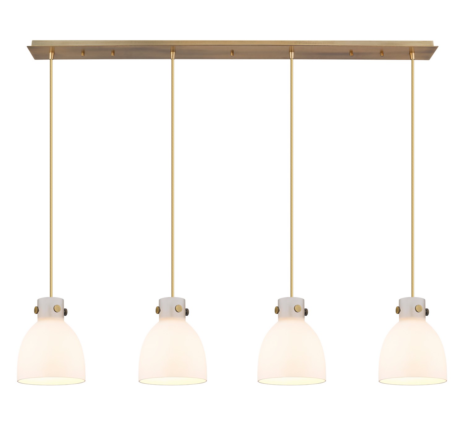 Four Light Linear Pendant by Innovations - Downtown Urban Collection, Brushed Brass Finish - 124-410-1PS-BB-G412-8WH