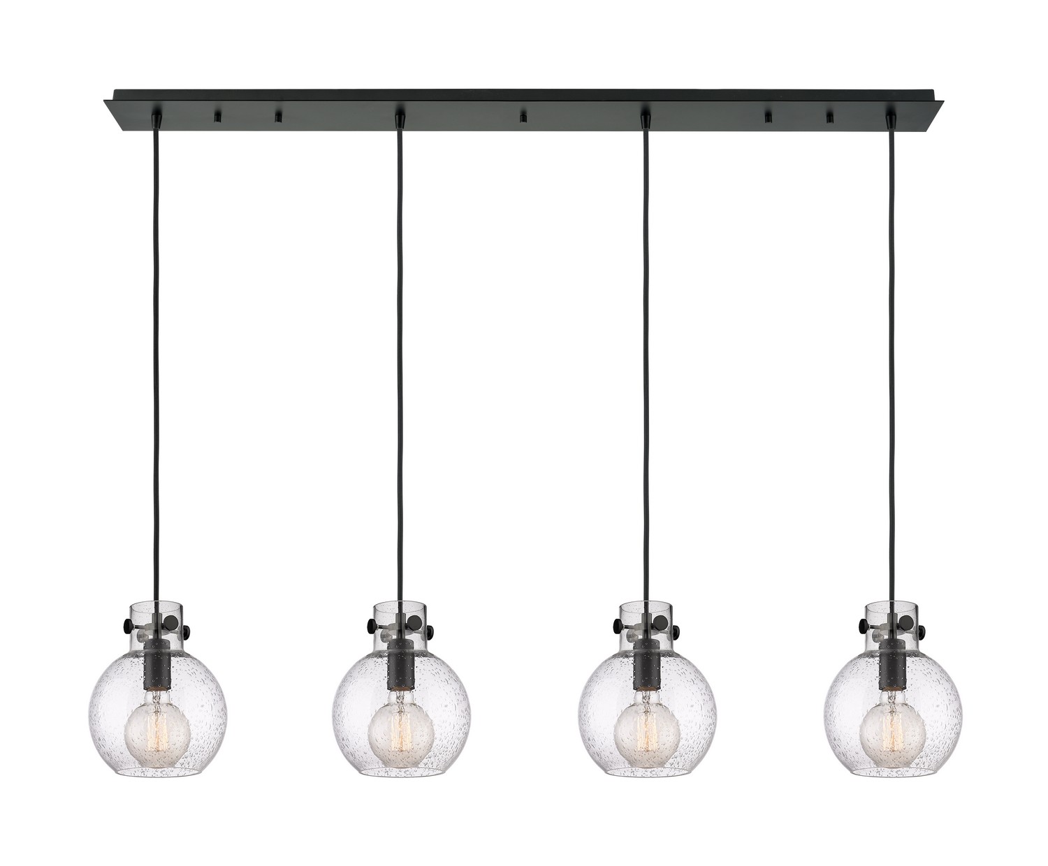 Four Light Linear Pendant by Innovations - Newton Collection, Matte Black Finish - 124-410-1PS-BK-G410-8SDY