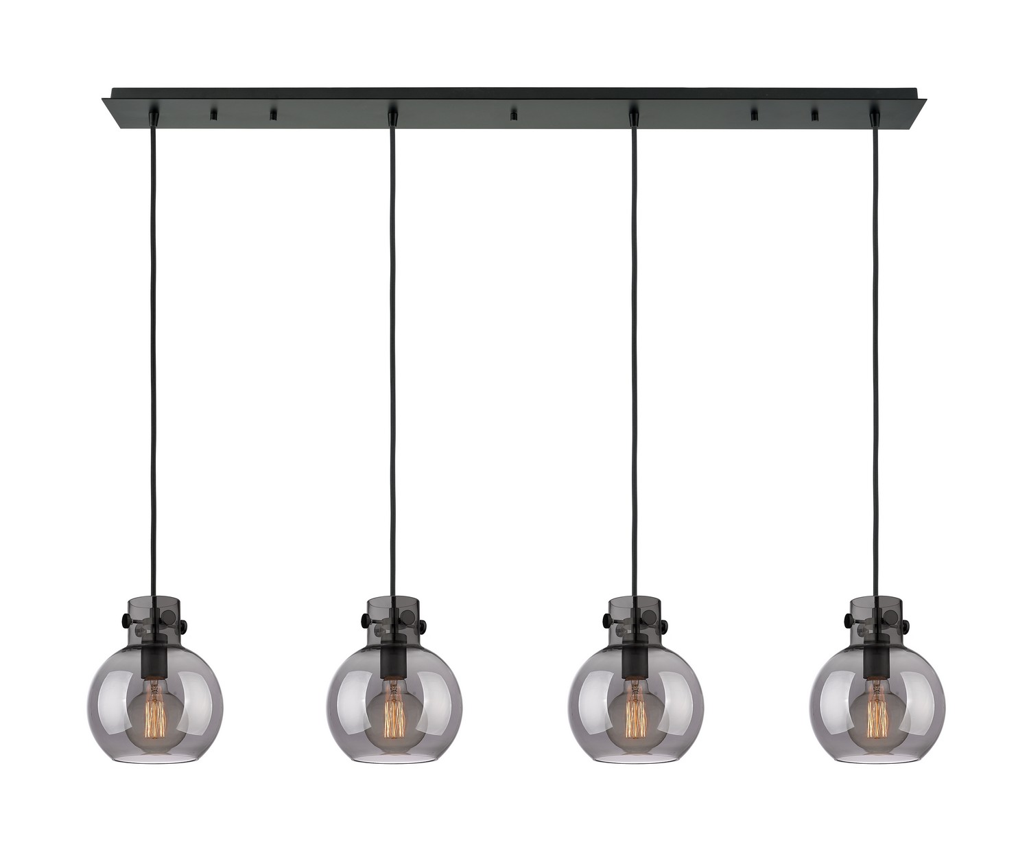 Four Light Linear Pendant by Innovations - Newton Collection, Matte Black Finish - 124-410-1PS-BK-G410-8SM