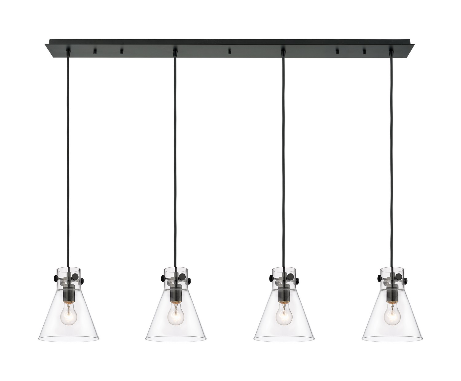 Four Light Linear Pendant by Innovations - Downtown Urban Collection, Matte Black Finish - 124-410-1PS-BK-G411-8CL