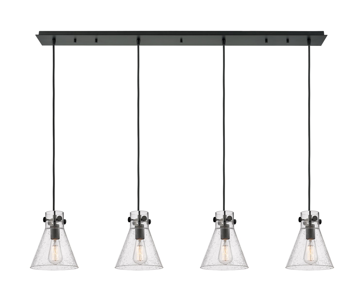 Four Light Linear Pendant by Innovations - Downtown Urban Collection, Matte Black Finish - 124-410-1PS-BK-G411-8SDY