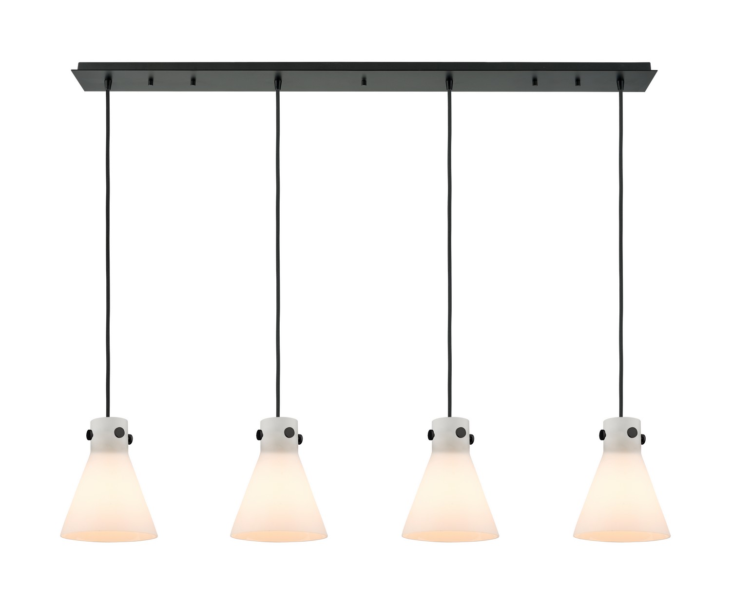 Four Light Linear Pendant by Innovations - Downtown Urban Collection, Matte Black Finish - 124-410-1PS-BK-G411-8WH