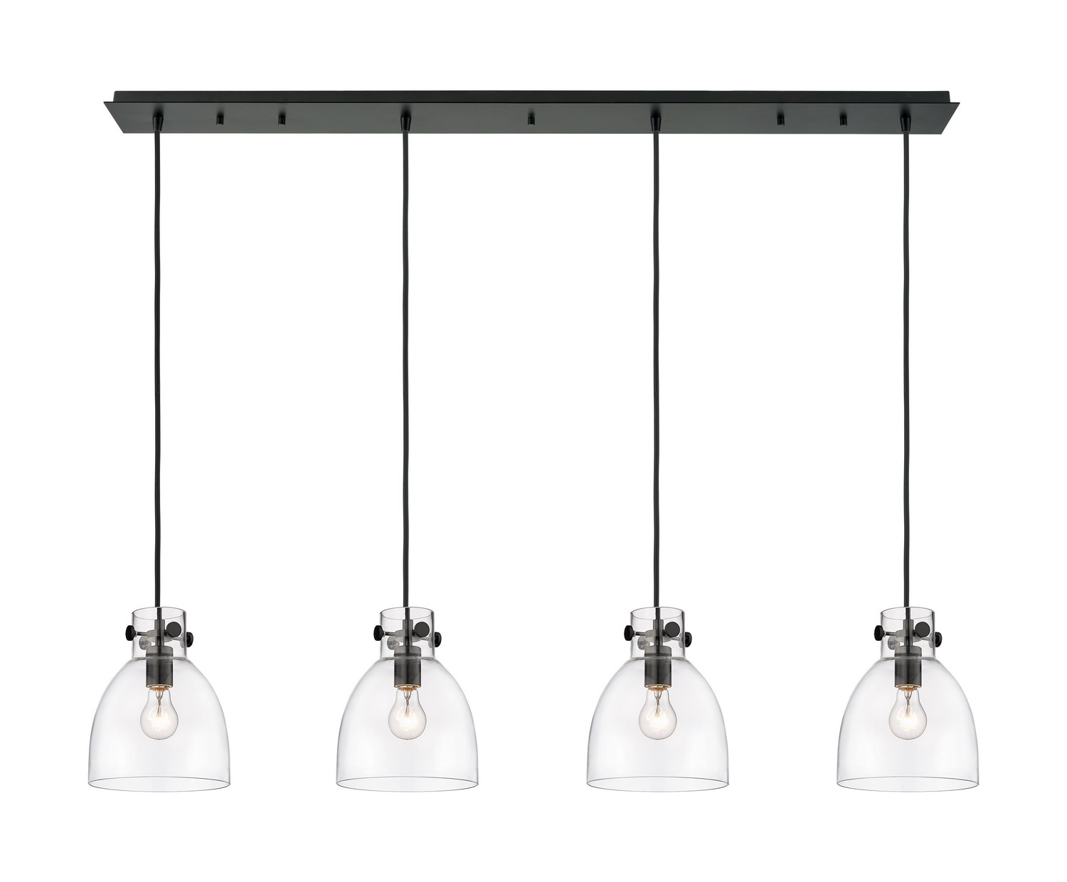 Four Light Linear Pendant by Innovations - Downtown Urban Collection, Matte Black Finish - 124-410-1PS-BK-G412-8CL