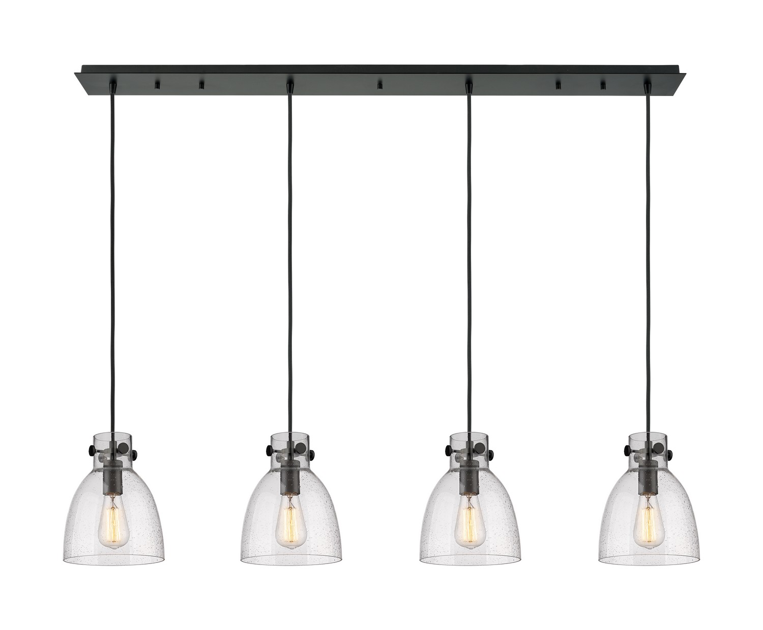 Four Light Linear Pendant by Innovations - Downtown Urban Collection, Matte Black Finish - 124-410-1PS-BK-G412-8SDY