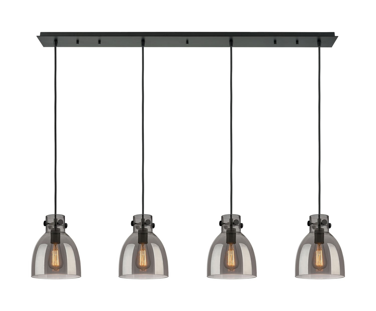 Four Light Linear Pendant by Innovations - Downtown Urban Collection, Matte Black Finish - 124-410-1PS-BK-G412-8SM