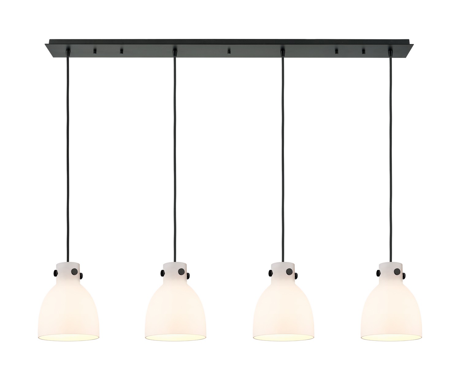 Four Light Linear Pendant by Innovations - Downtown Urban Collection, Matte Black Finish - 124-410-1PS-BK-G412-8WH