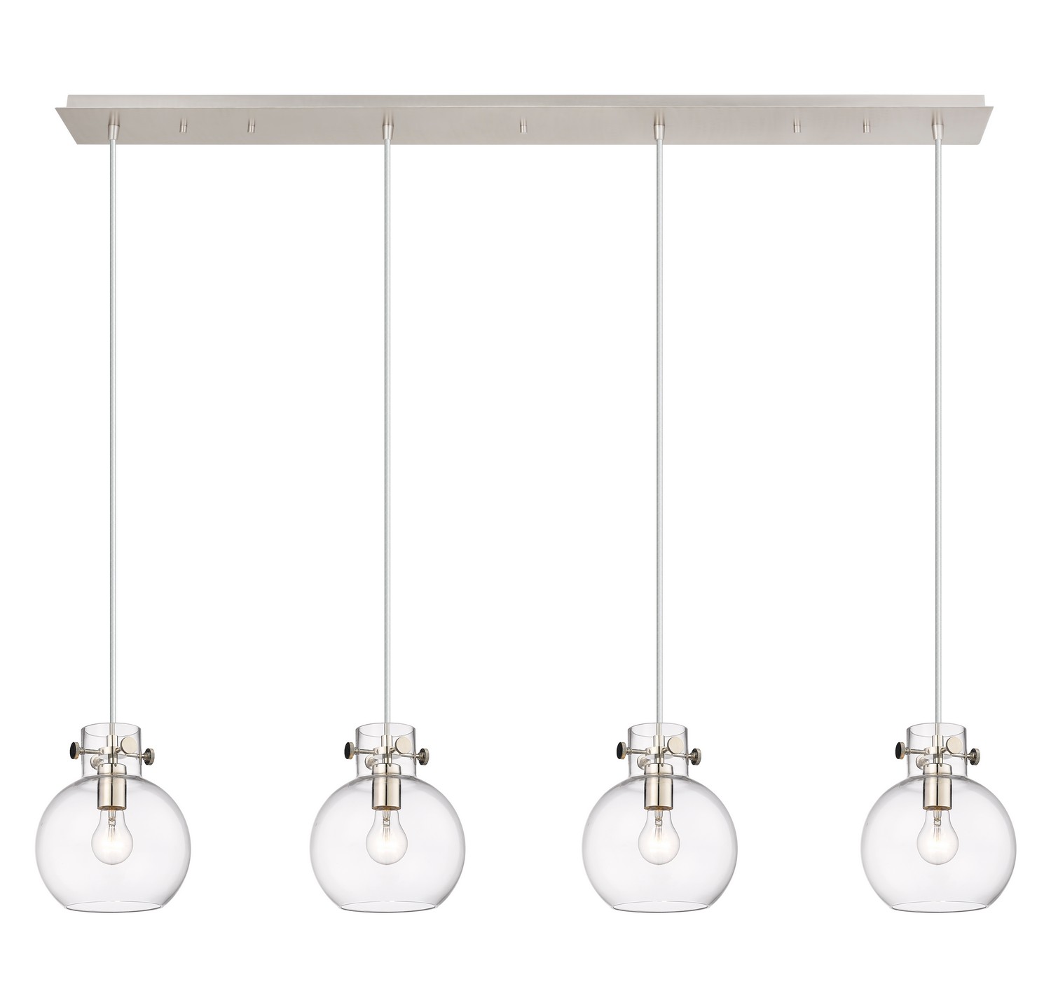 Four Light Linear Pendant by Innovations - Newton Collection, Polished Nickel Finish - 124-410-1PS-PN-G410-8CL