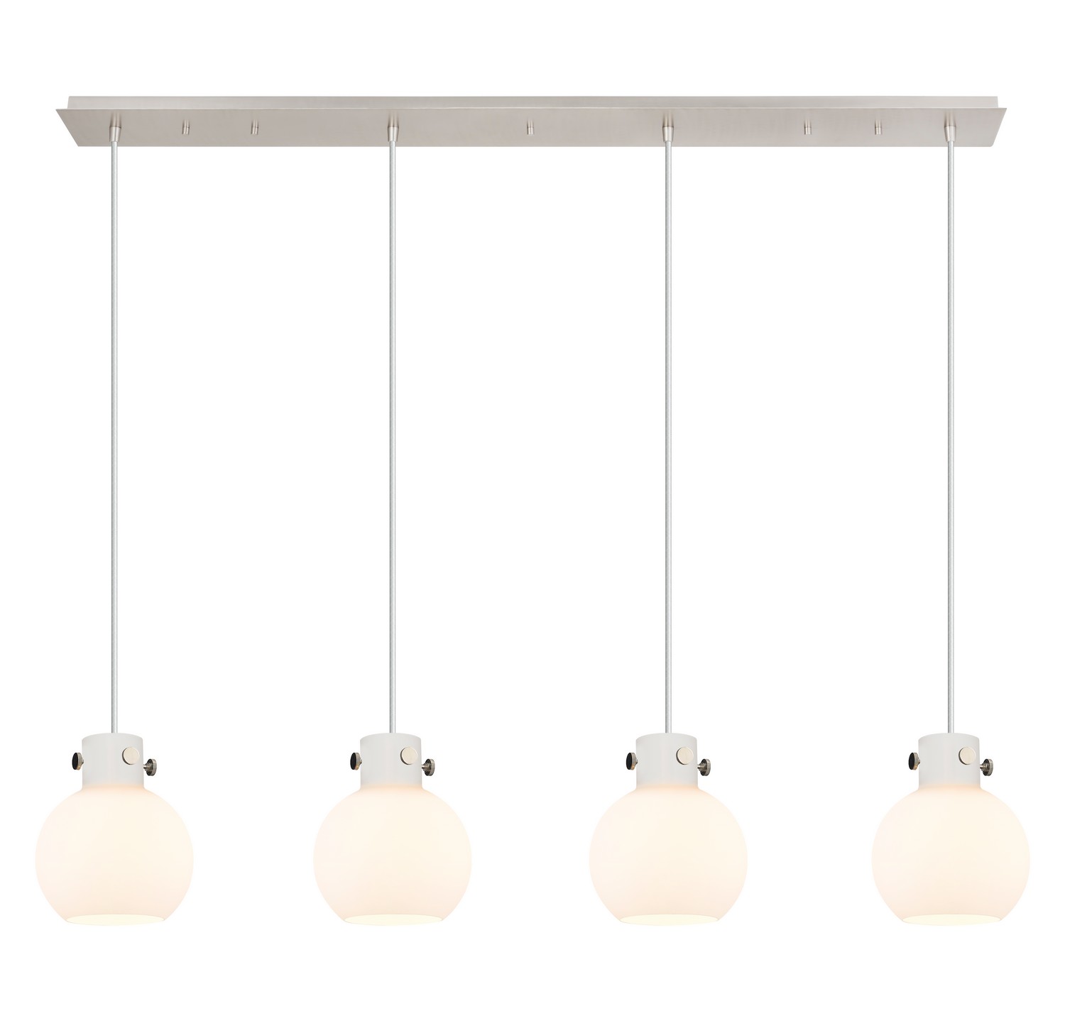 Four Light Linear Pendant by Innovations - Newton Collection, Polished Nickel Finish - 124-410-1PS-PN-G410-8WH