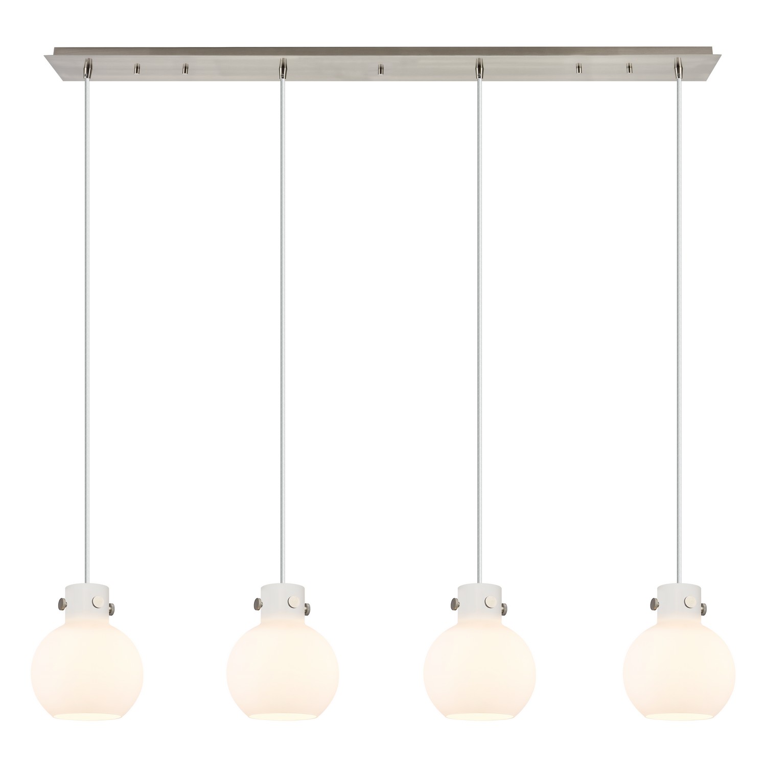 Four Light Linear Pendant by Innovations - Newton Collection, Brushed Satin Nickel Finish - 124-410-1PS-SN-G410-8WH