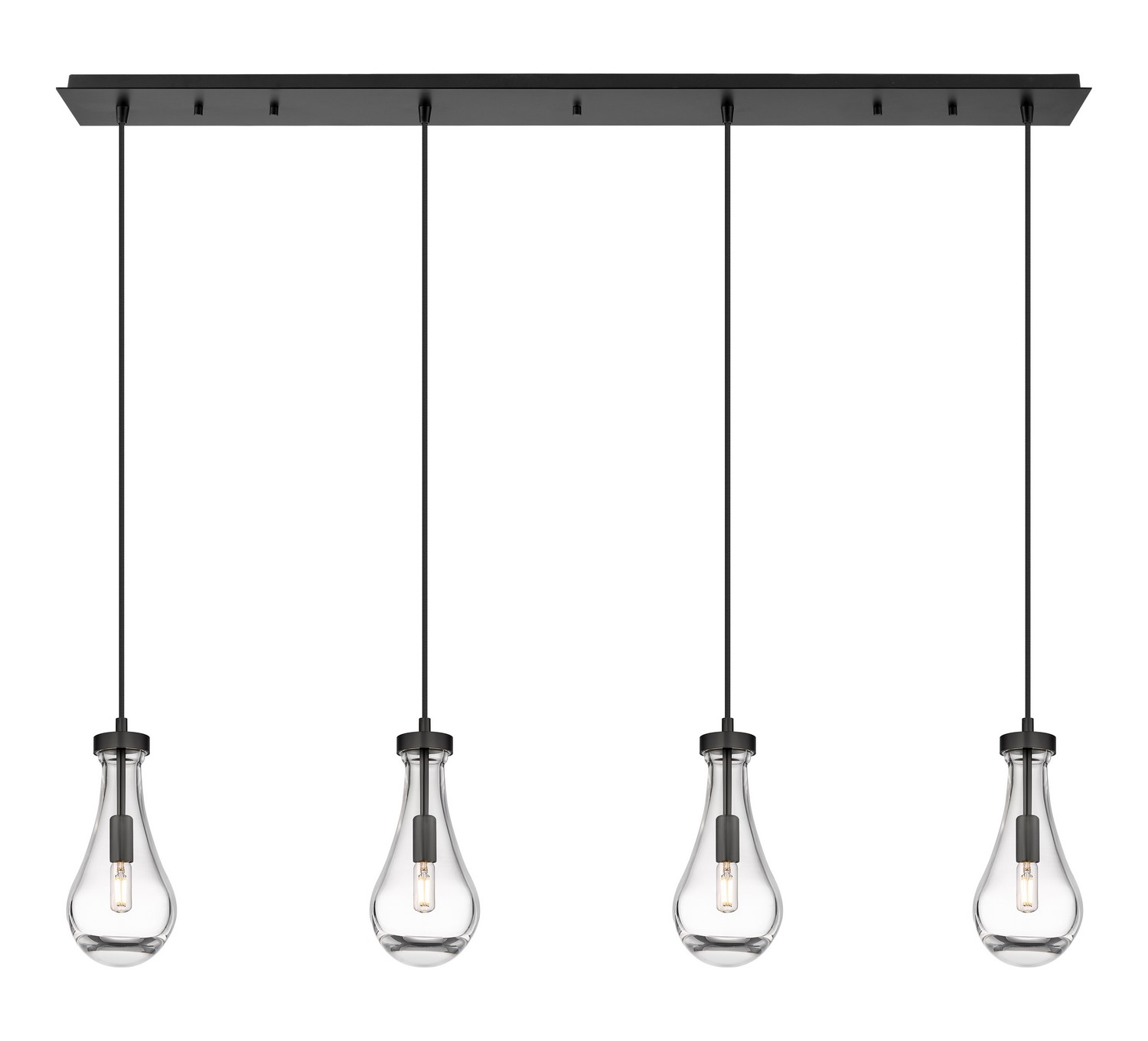 Four Light Linear Pendant by Innovations - Downtown Urban Collection, Matte Black Finish - 124-451-1P-BK-G451-5CL