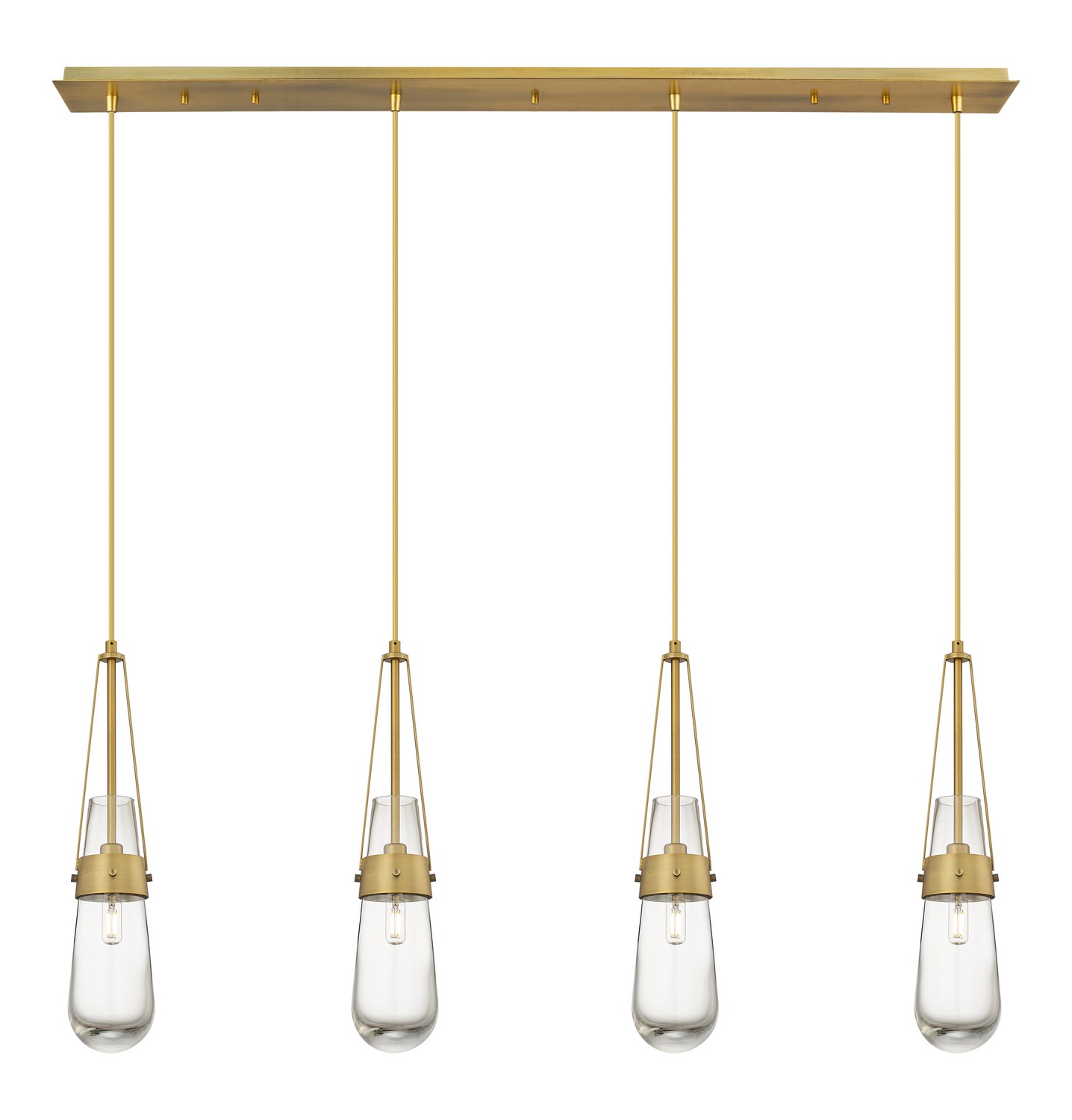 Four Light Linear Pendant by Innovations - Downtown Urban Collection, Brushed Brass Finish - 124-452-1P-BB-G452-4CL