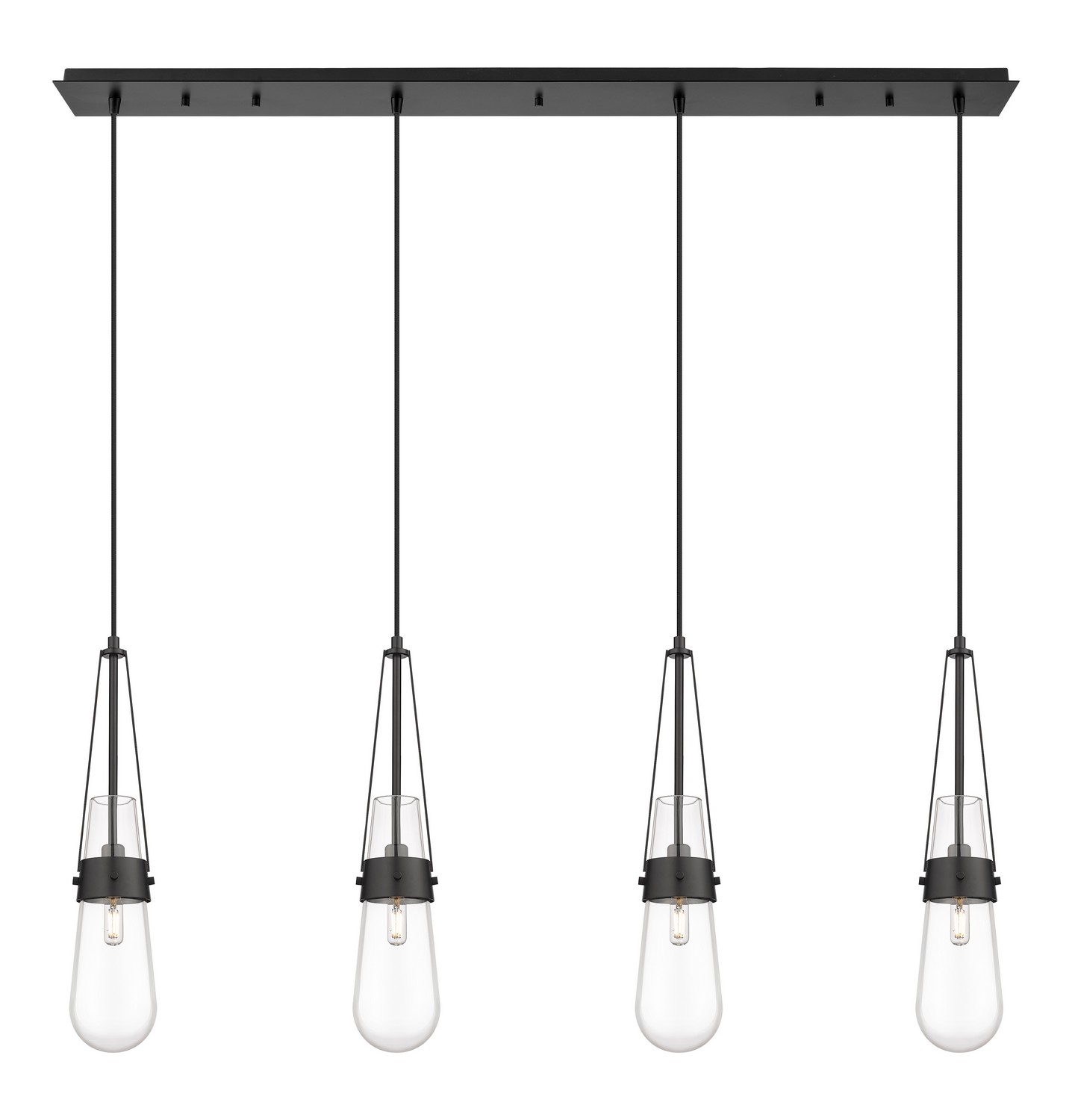 Four Light Linear Pendant by Innovations - Downtown Urban Collection, Matte Black Finish - 124-452-1P-BK-G452-4CL