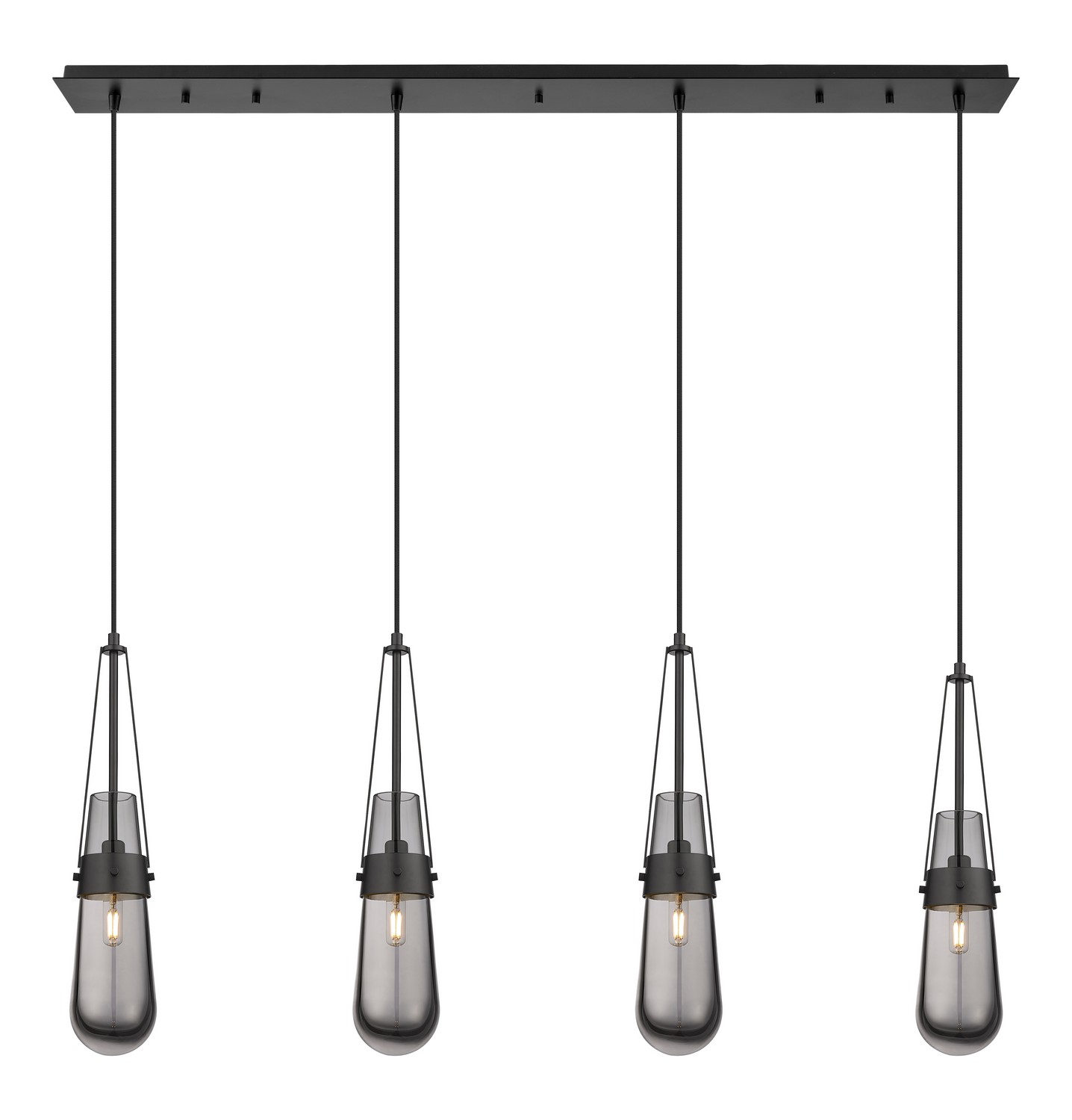 Four Light Linear Pendant by Innovations - Downtown Urban Collection, Matte Black Finish - 124-452-1P-BK-G452-4SM