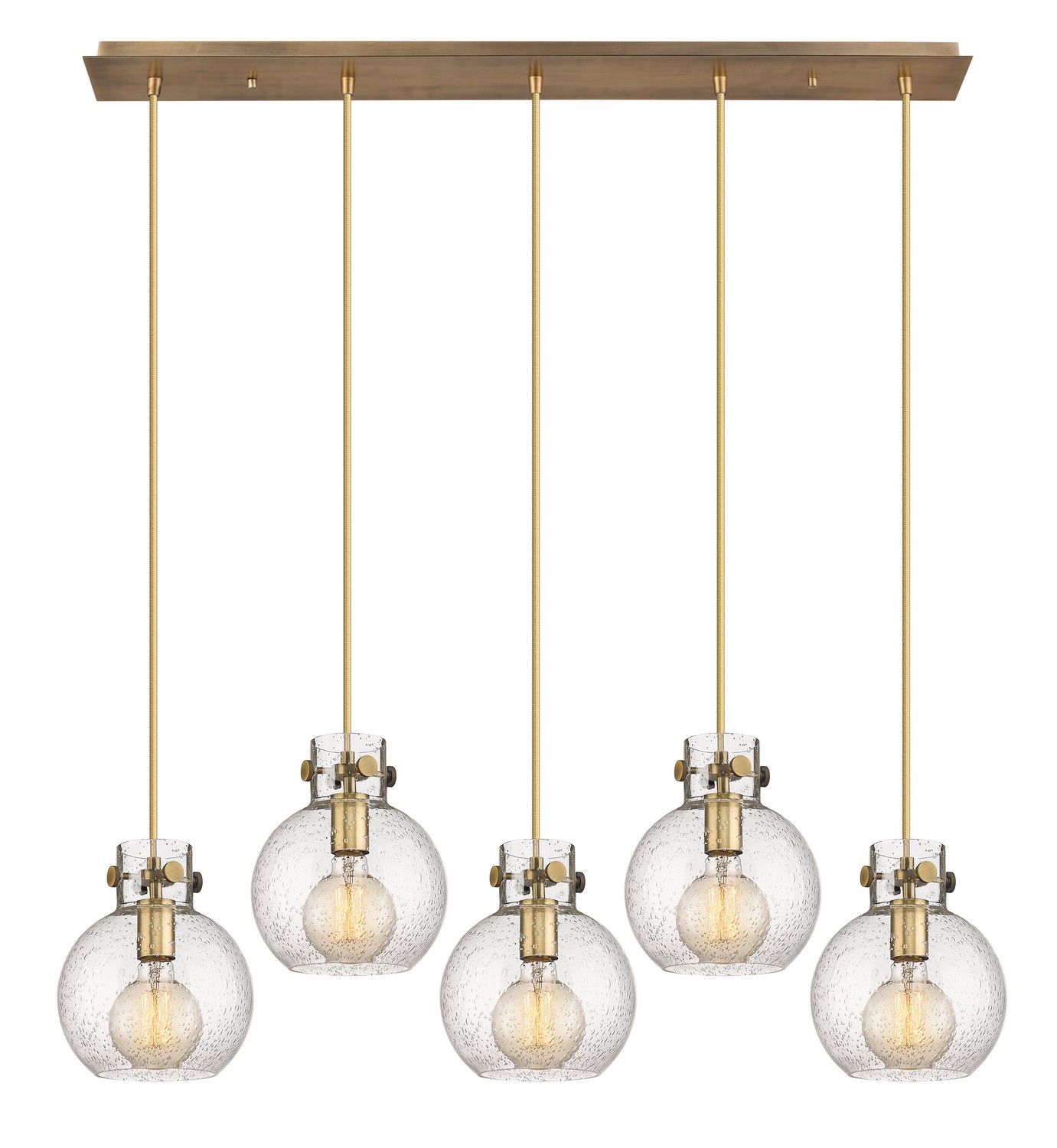 Five Light Linear Pendant by Innovations - Newton Collection, Brushed Brass Finish - 125-410-1PS-BB-G410-8SDY