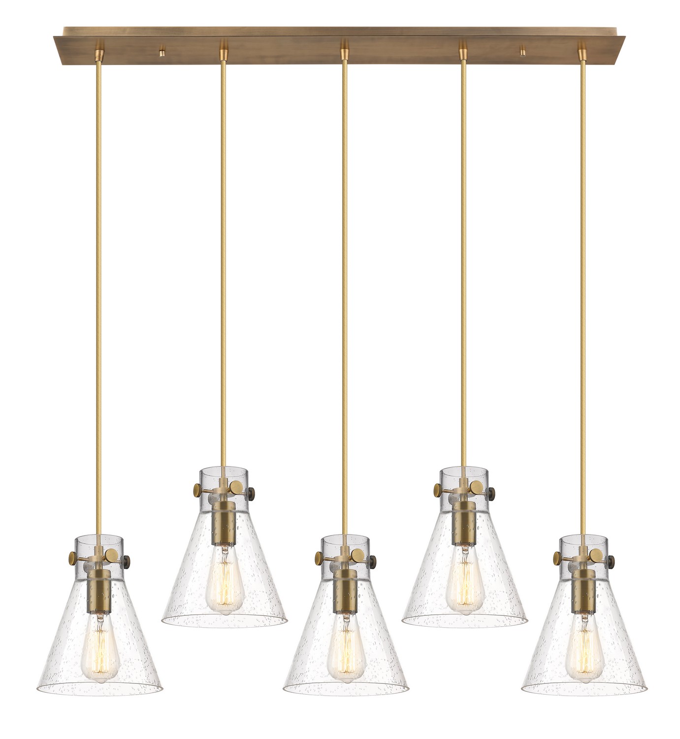 Five Light Linear Pendant by Innovations - Downtown Urban Collection, Brushed Brass Finish - 125-410-1PS-BB-G411-8SDY