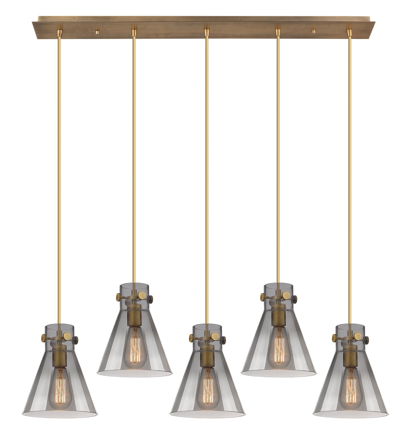 Five Light Linear Pendant by Innovations - Downtown Urban Collection, Brushed Brass Finish - 125-410-1PS-BB-G411-8SM