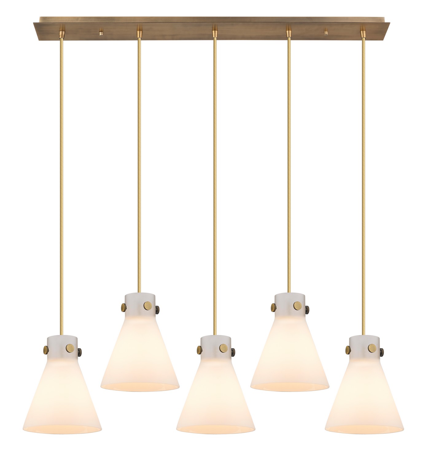 Five Light Linear Pendant by Innovations - Downtown Urban Collection, Brushed Brass Finish - 125-410-1PS-BB-G411-8WH