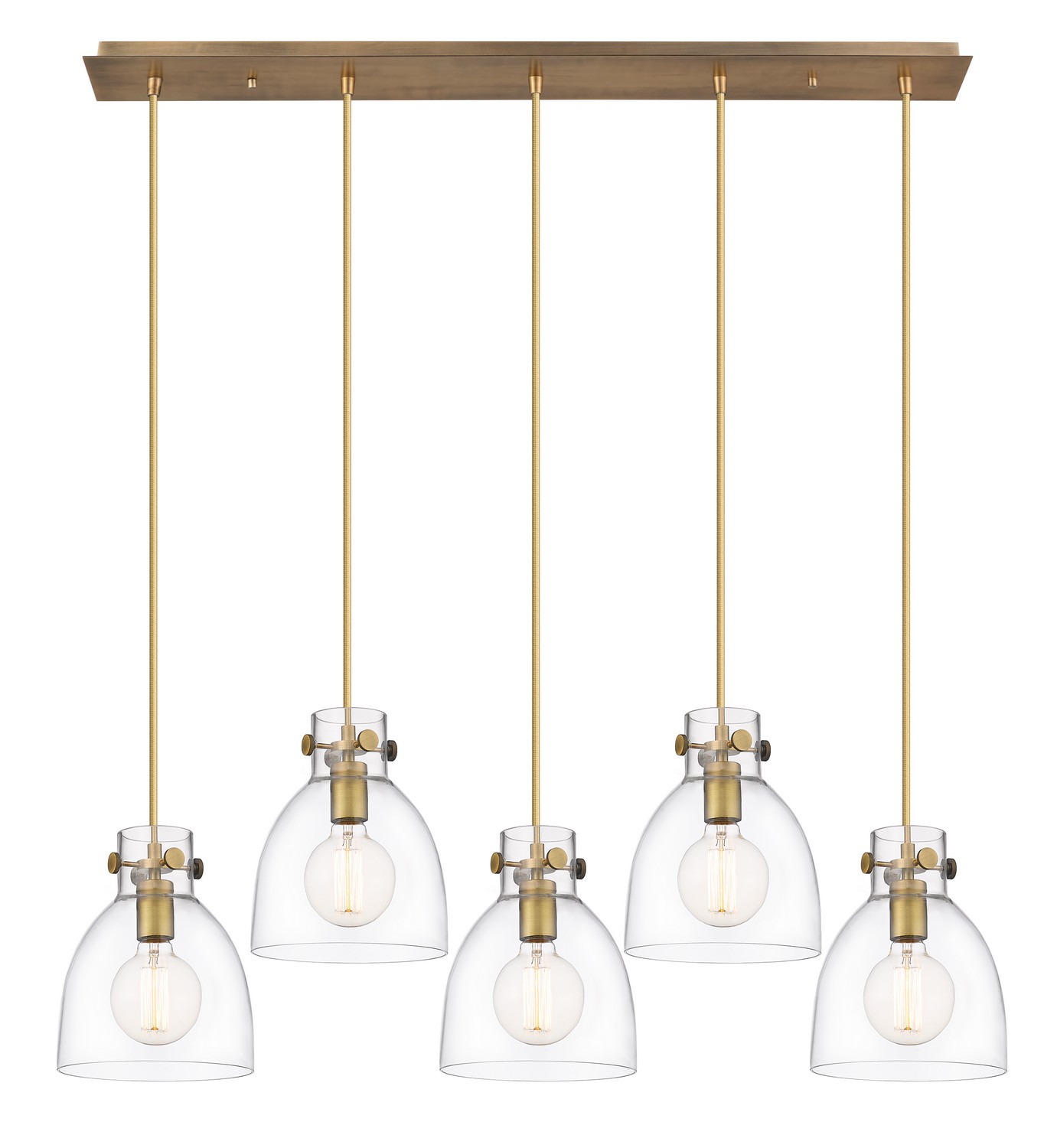 Five Light Linear Pendant by Innovations - Downtown Urban Collection, Brushed Brass Finish - 125-410-1PS-BB-G412-8CL