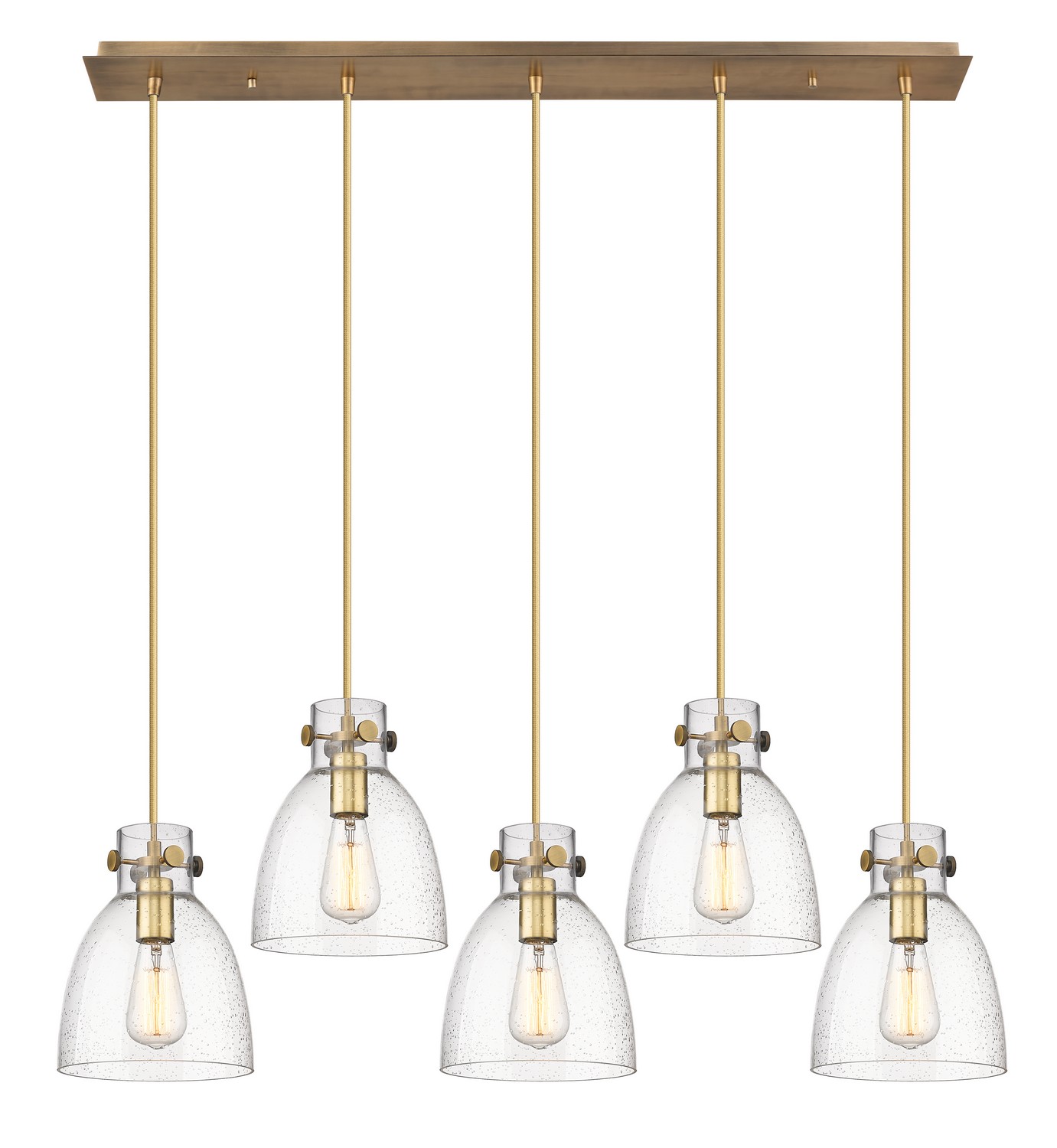 Five Light Linear Pendant by Innovations - Downtown Urban Collection, Brushed Brass Finish - 125-410-1PS-BB-G412-8SDY