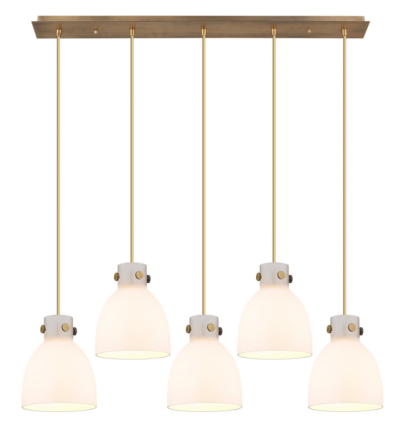 Five Light Linear Pendant by Innovations - Downtown Urban Collection, Brushed Brass Finish - 125-410-1PS-BB-G412-8WH