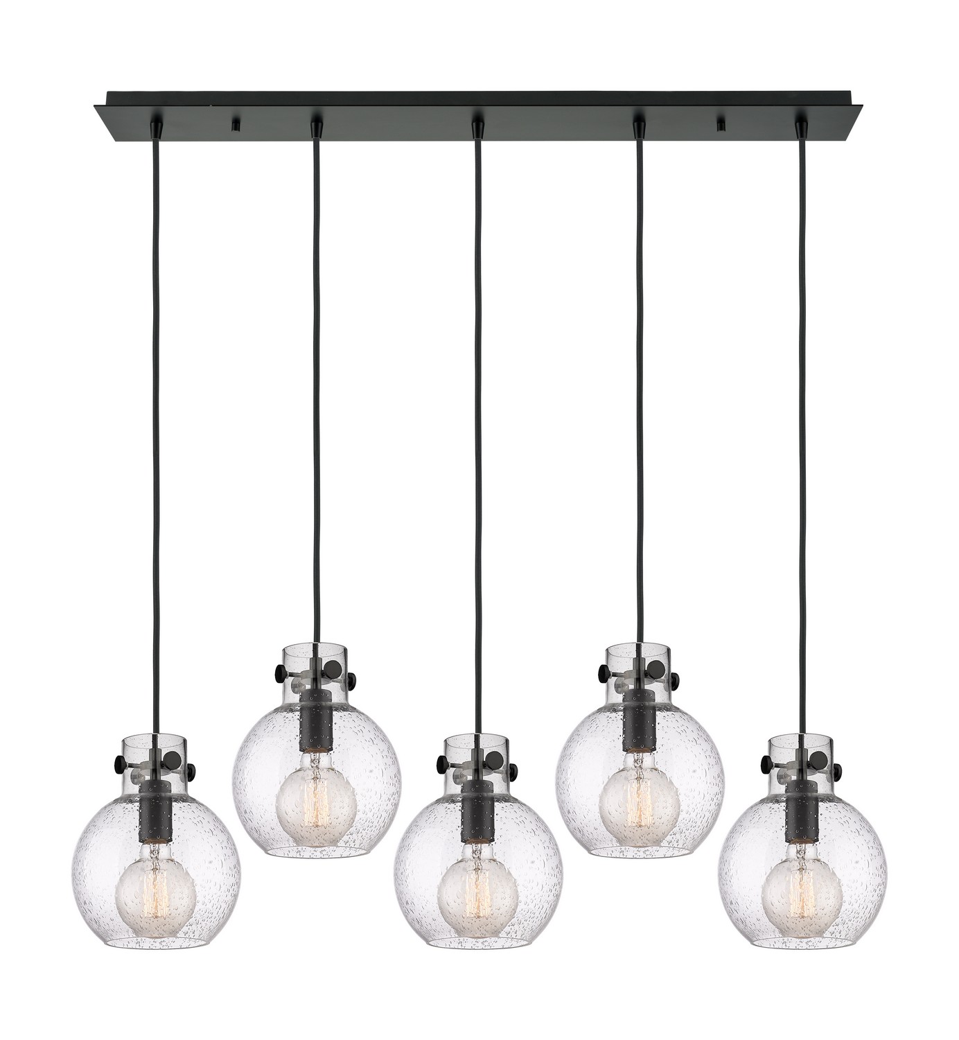 Five Light Linear Pendant by Innovations - Newton Collection, Matte Black Finish - 125-410-1PS-BK-G410-8SDY