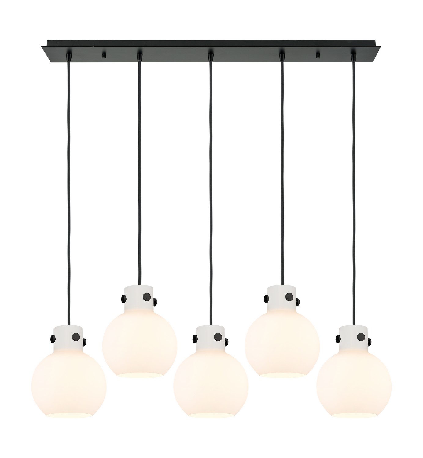 Five Light Linear Pendant by Innovations - Newton Collection, Matte Black Finish - 125-410-1PS-BK-G410-8WH