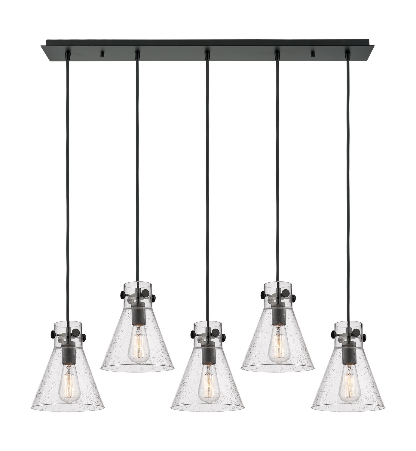 Five Light Linear Pendant by Innovations - Downtown Urban Collection, Matte Black Finish - 125-410-1PS-BK-G411-8SDY