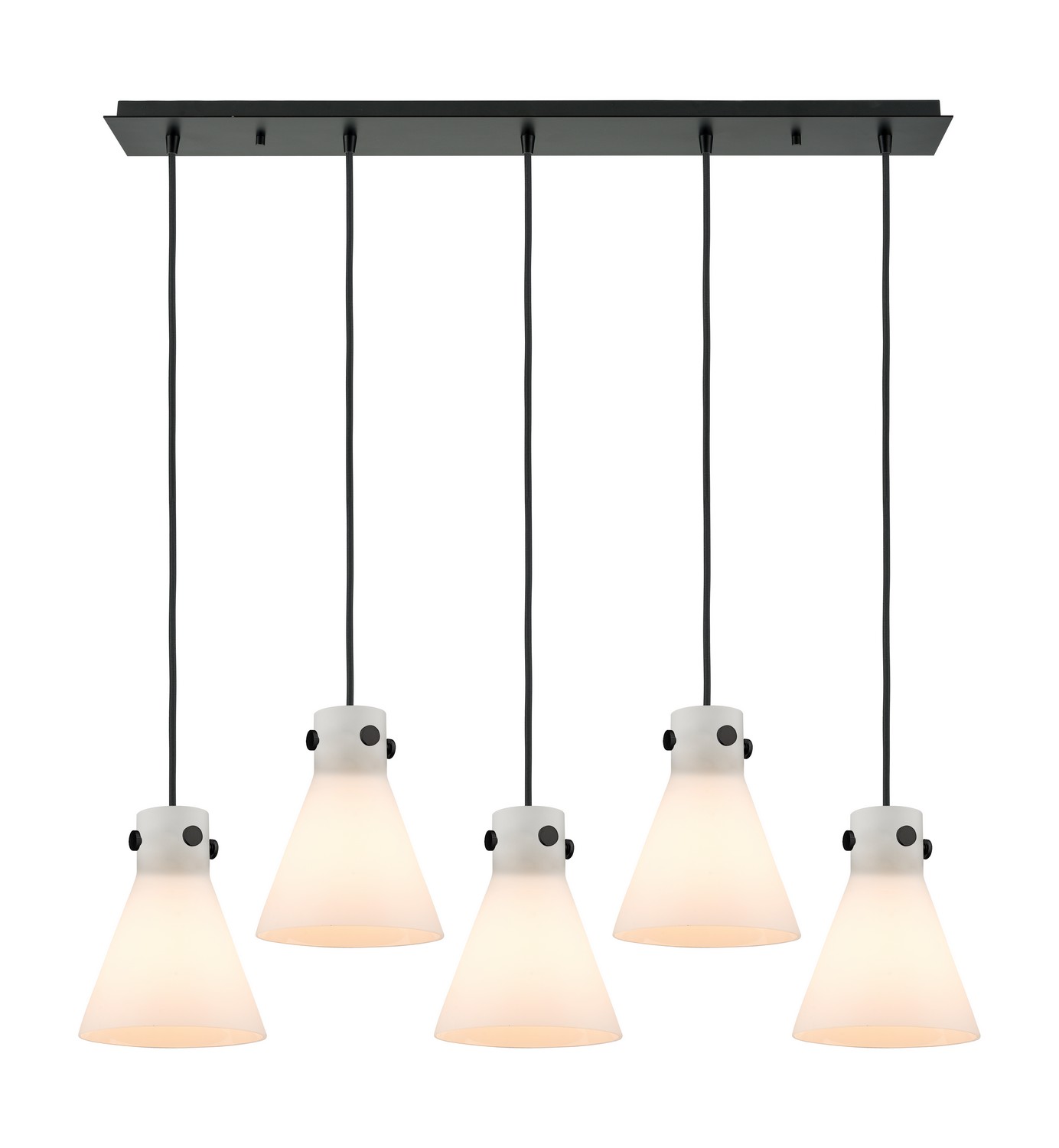 Five Light Linear Pendant by Innovations - Downtown Urban Collection, Matte Black Finish - 125-410-1PS-BK-G411-8WH