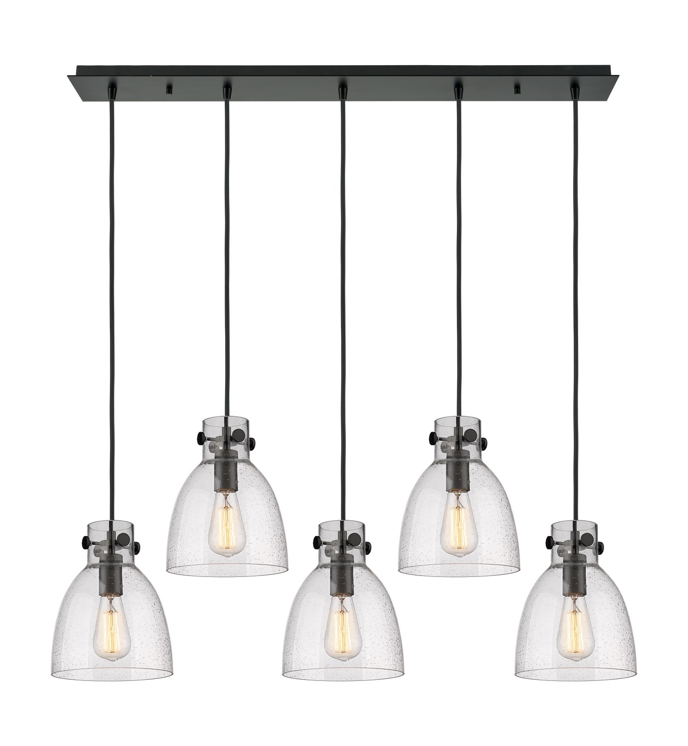 Five Light Linear Pendant by Innovations - Downtown Urban Collection, Matte Black Finish - 125-410-1PS-BK-G412-8SDY