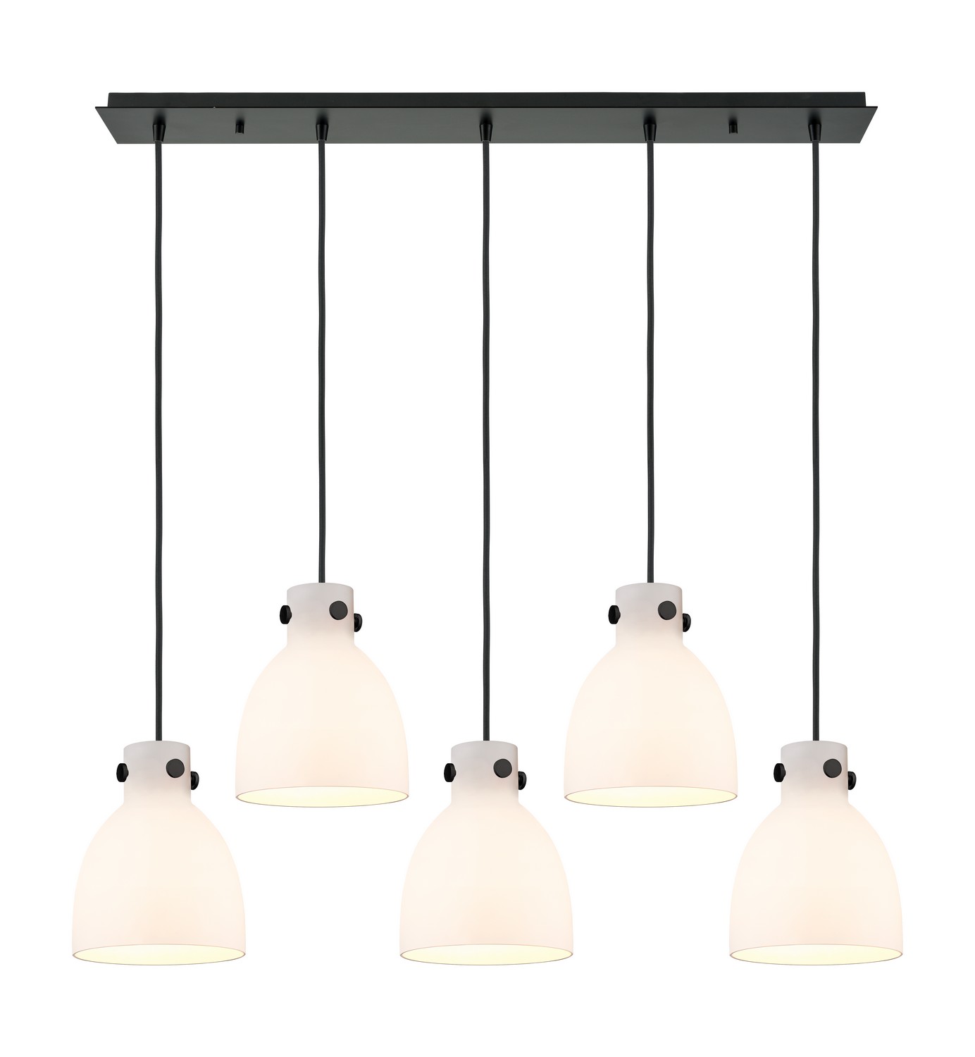 Five Light Linear Pendant by Innovations - Downtown Urban Collection, Matte Black Finish - 125-410-1PS-BK-G412-8WH