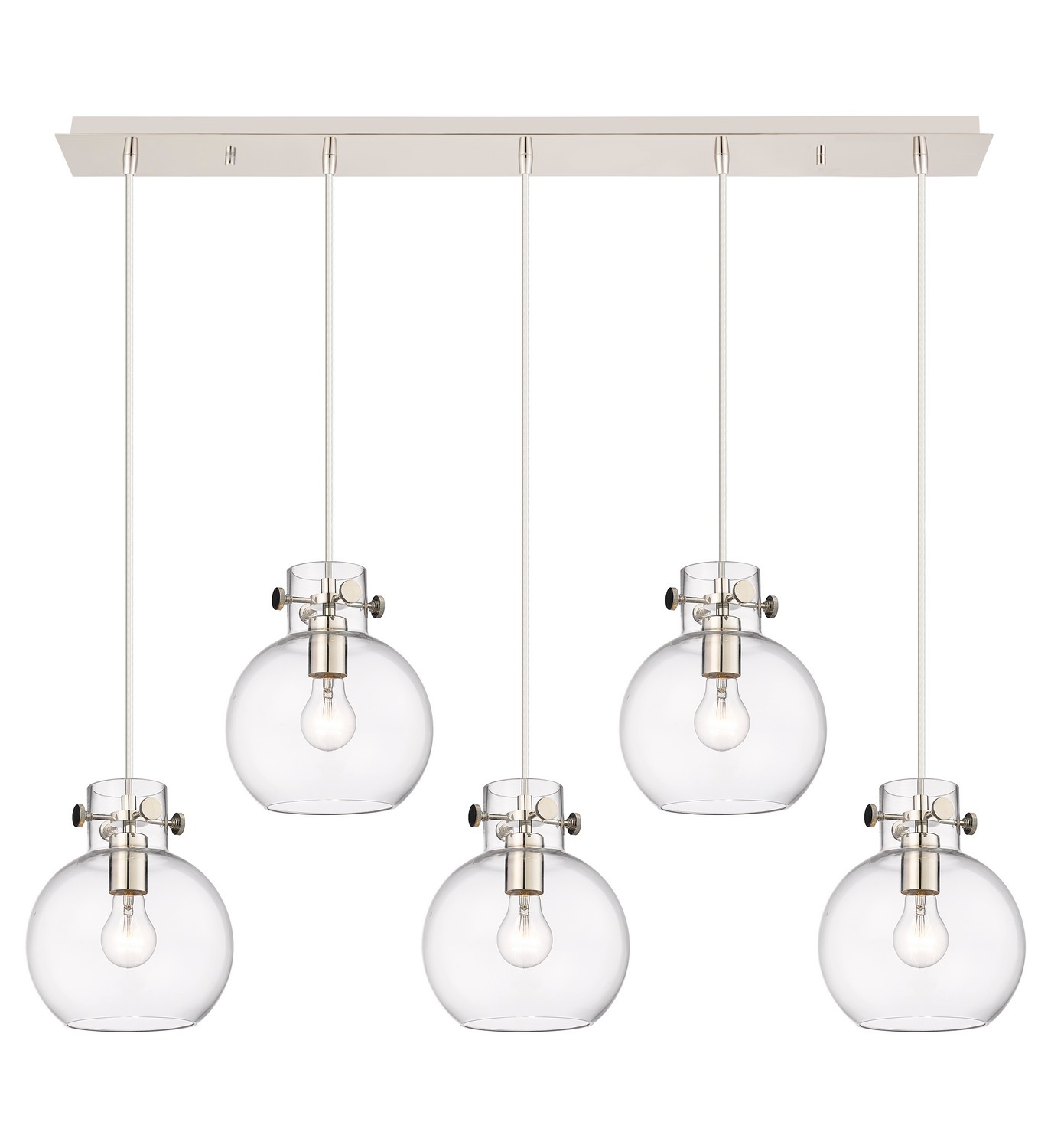 Five Light Linear Pendant by Innovations - Newton Collection, Polished Nickel Finish - 125-410-1PS-PN-G410-8CL
