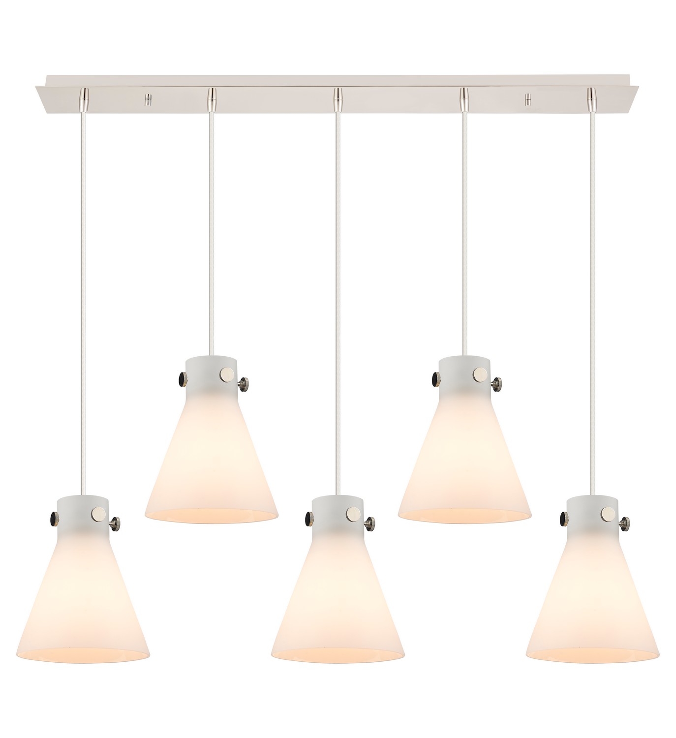Five Light Linear Pendant by Innovations - Downtown Urban Collection, Polished Nickel Finish - 125-410-1PS-PN-G411-8WH