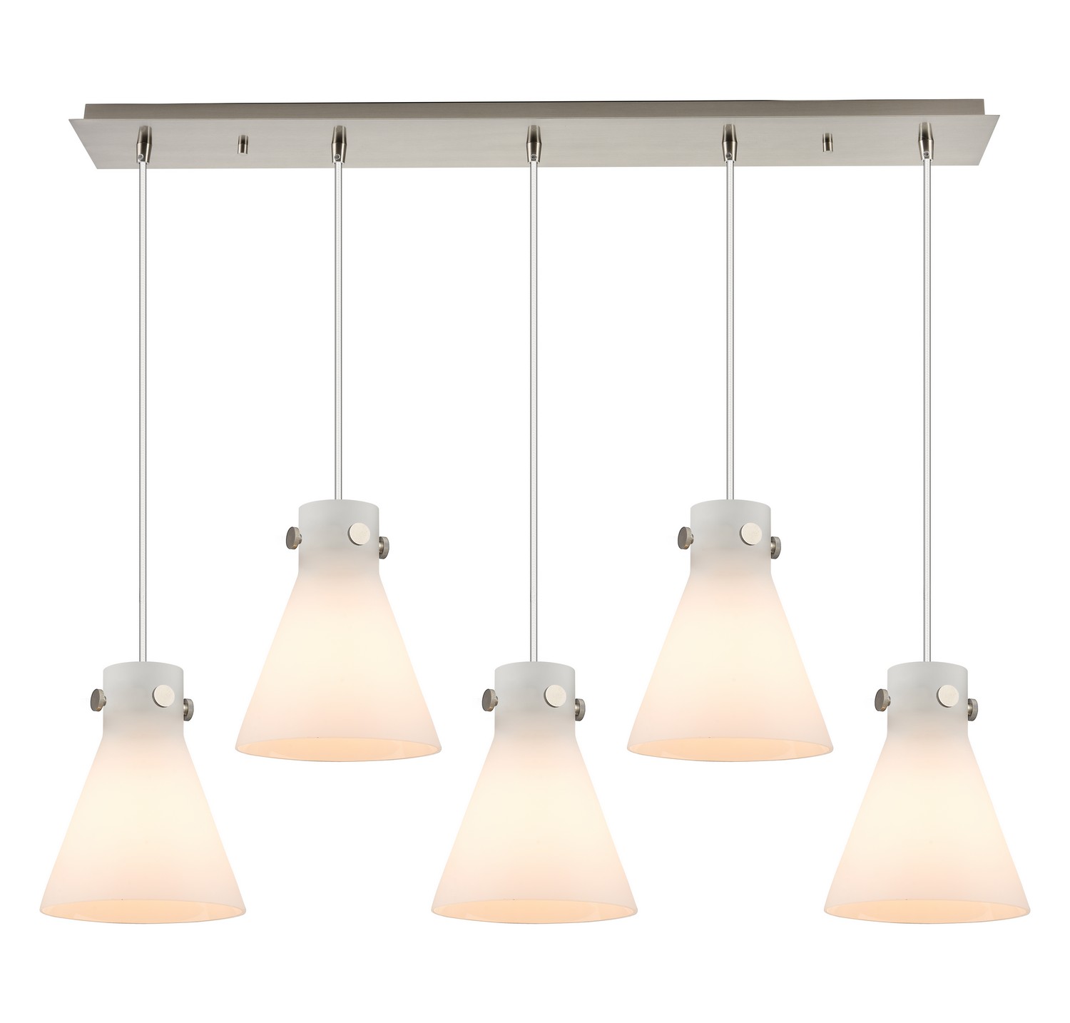Five Light Linear Pendant by Innovations - Downtown Urban Collection, Brushed Satin Nickel Finish - 125-410-1PS-SN-G411-8WH