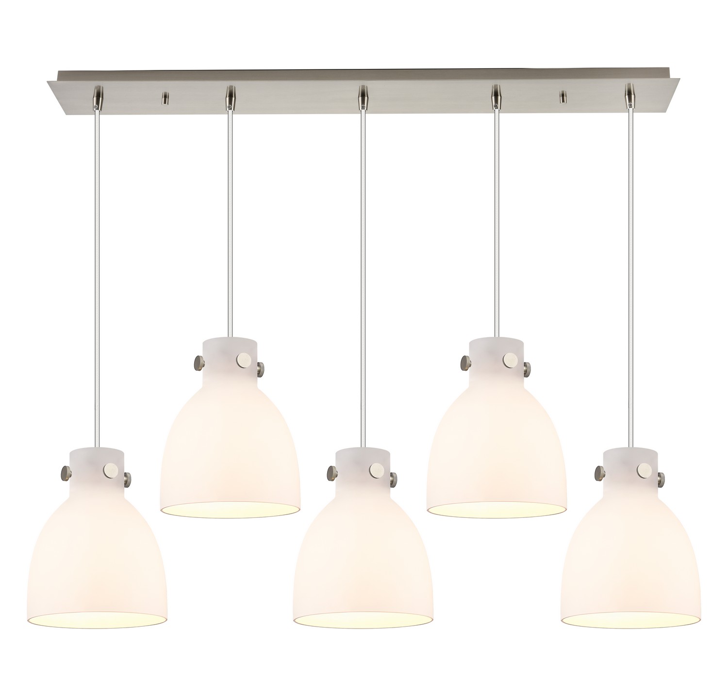 Five Light Linear Pendant by Innovations - Downtown Urban Collection, Brushed Satin Nickel Finish - 125-410-1PS-SN-G412-8WH