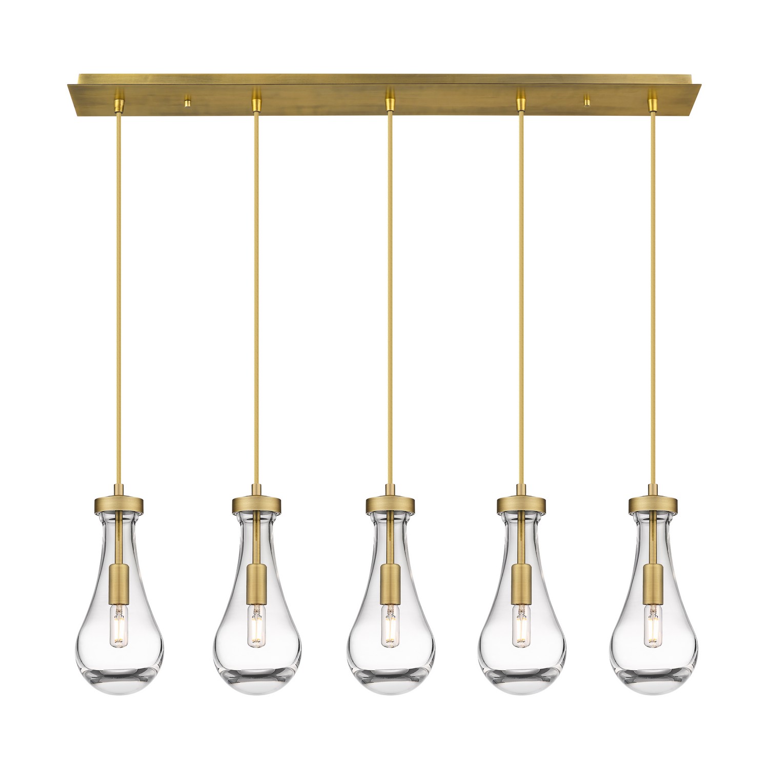 Five Light Linear Pendant by Innovations - Downtown Urban Collection, Brushed Brass Finish - 125-451-1P-BB-G451-5CL