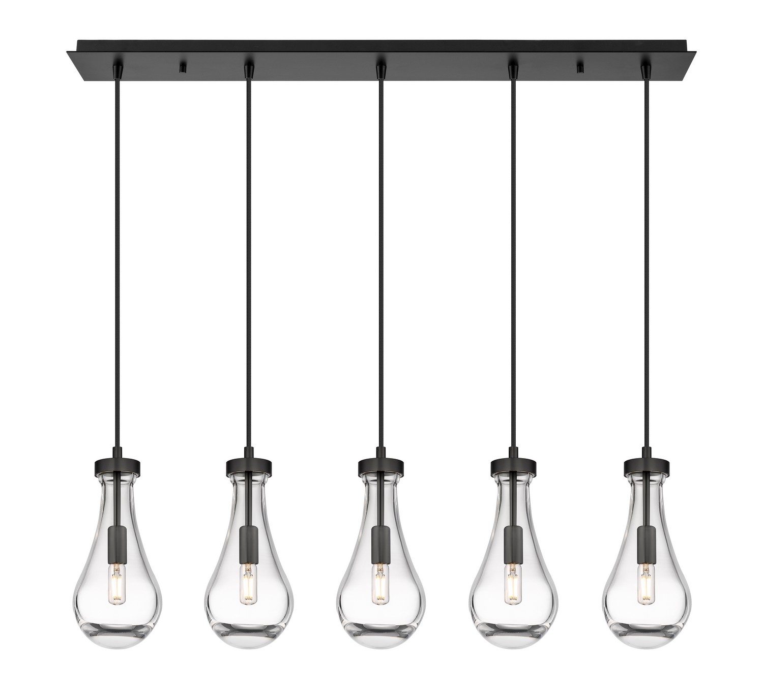 Five Light Linear Pendant by Innovations - Downtown Urban Collection, Matte Black Finish - 125-451-1P-BK-G451-5CL